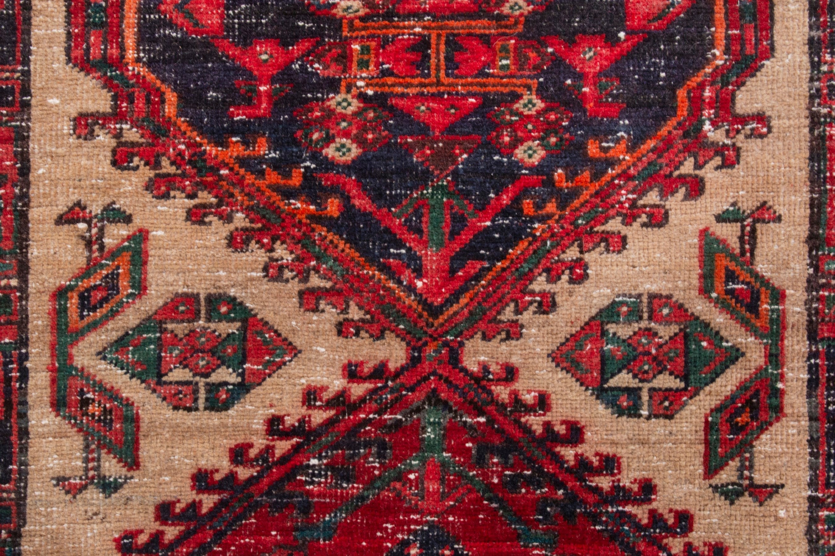 Persian Ardabil runner rug in cream and deep red, view 13 of 18
