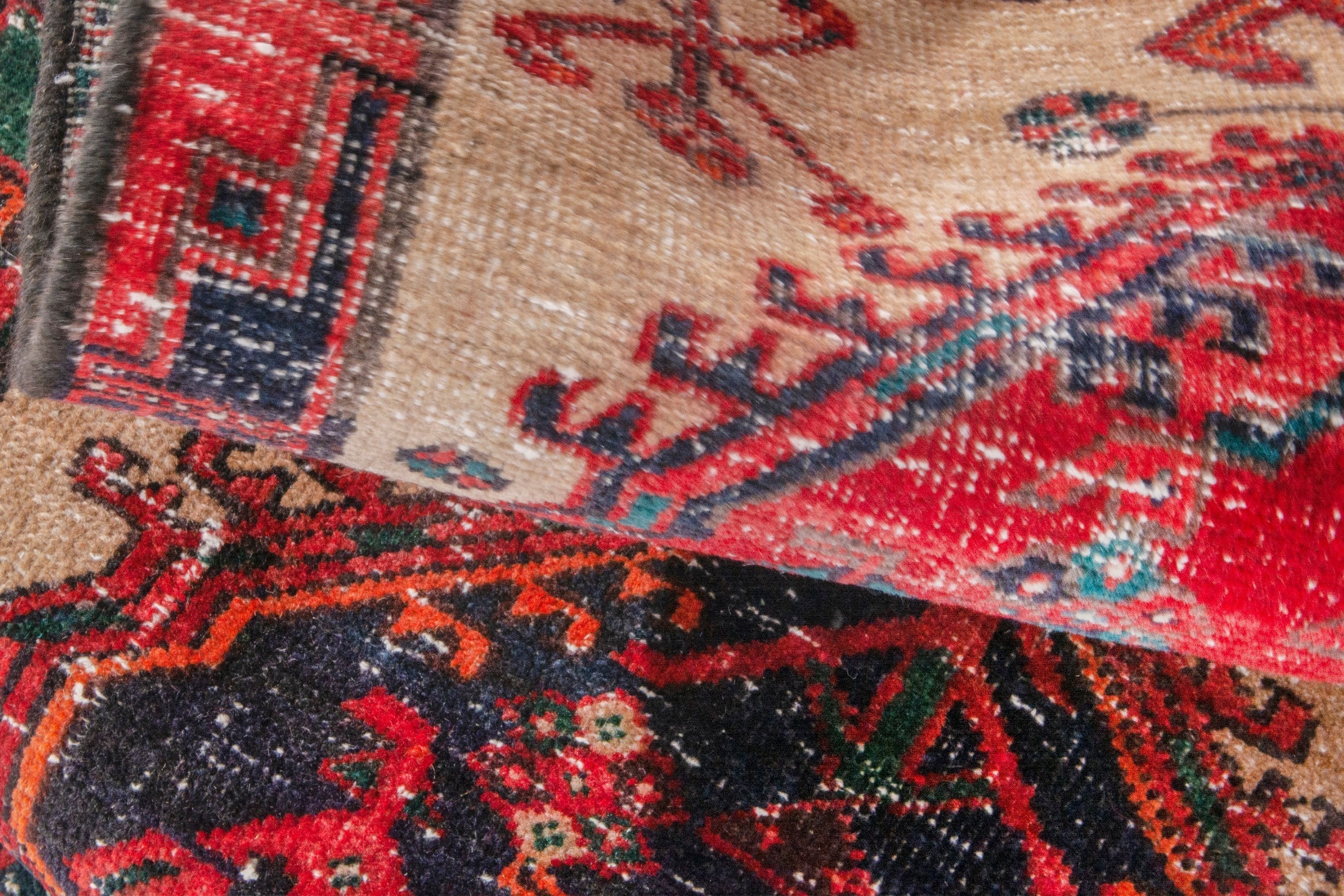 Persian Ardabil runner rug in cream and deep red, view 17 of 18