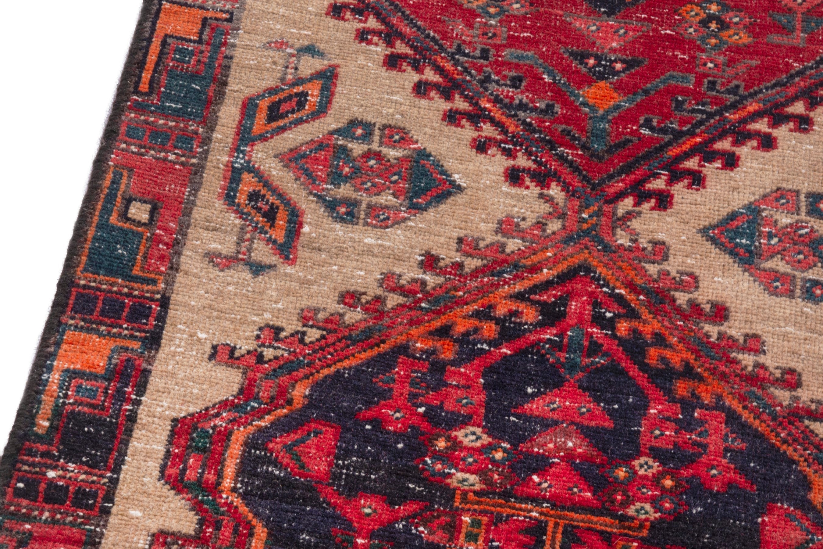 Persian Ardabil runner rug in cream and deep red, view 7 of 18