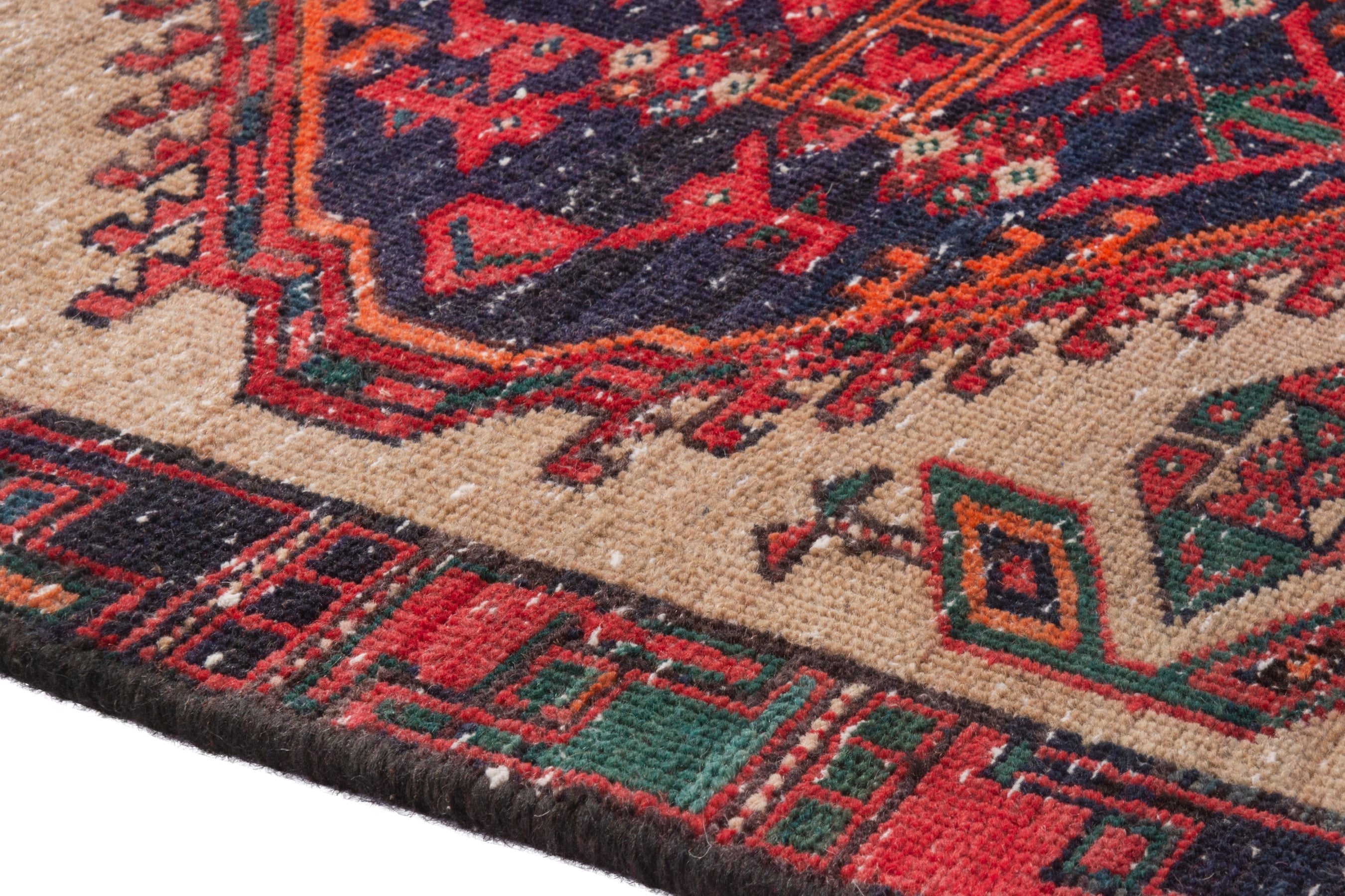 Persian Ardabil runner rug in cream and deep red, view 6 of 18