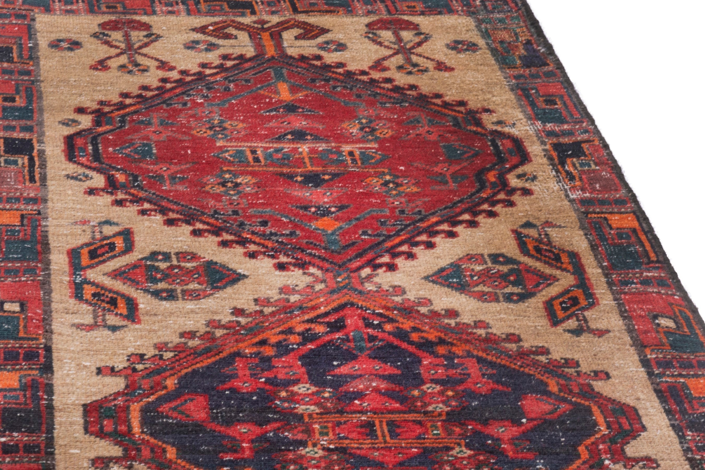 Persian Ardabil runner rug in cream and deep red, view 8 of 18