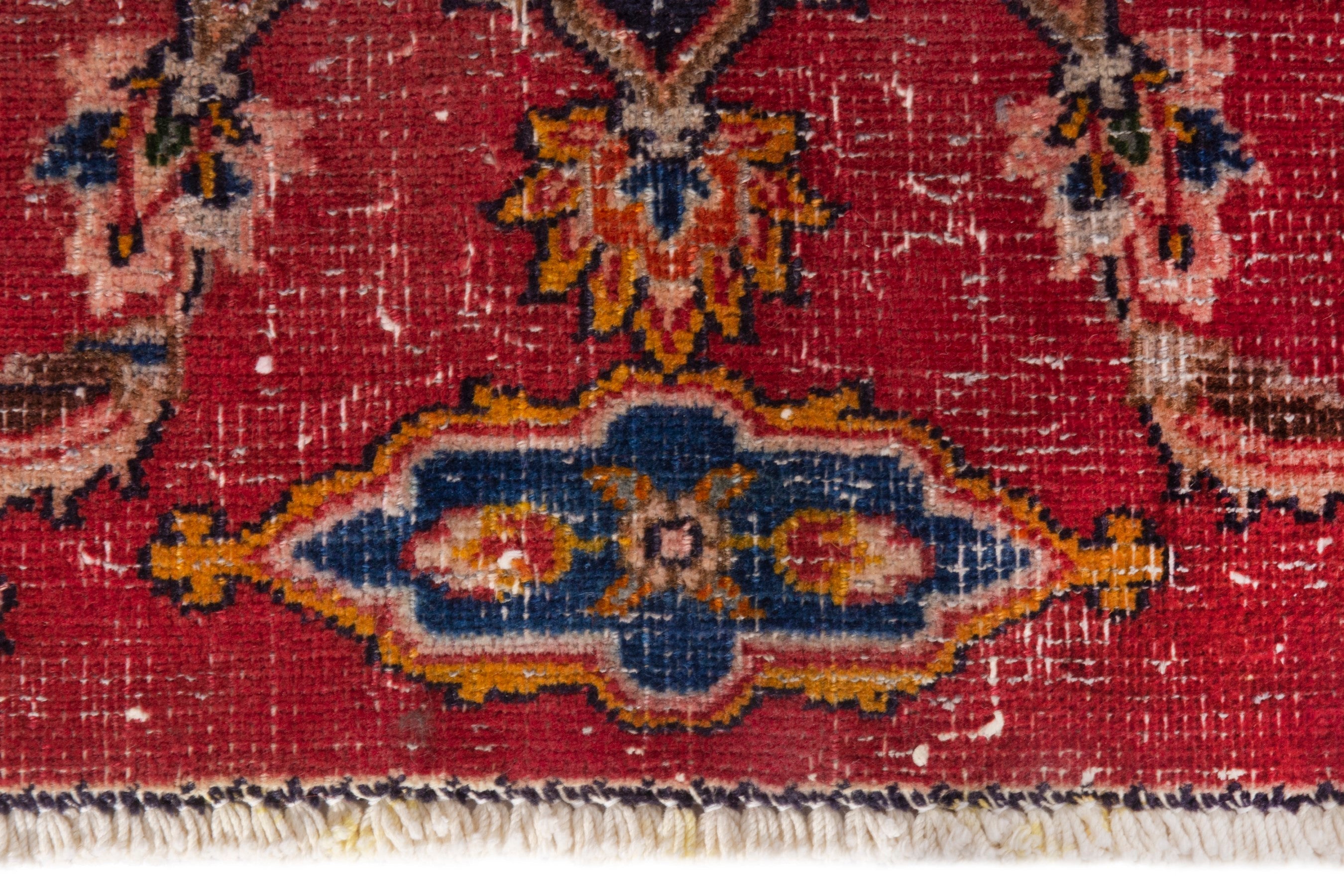 Persian Mashhad rug in deep red and dark blue, view 11 of 18