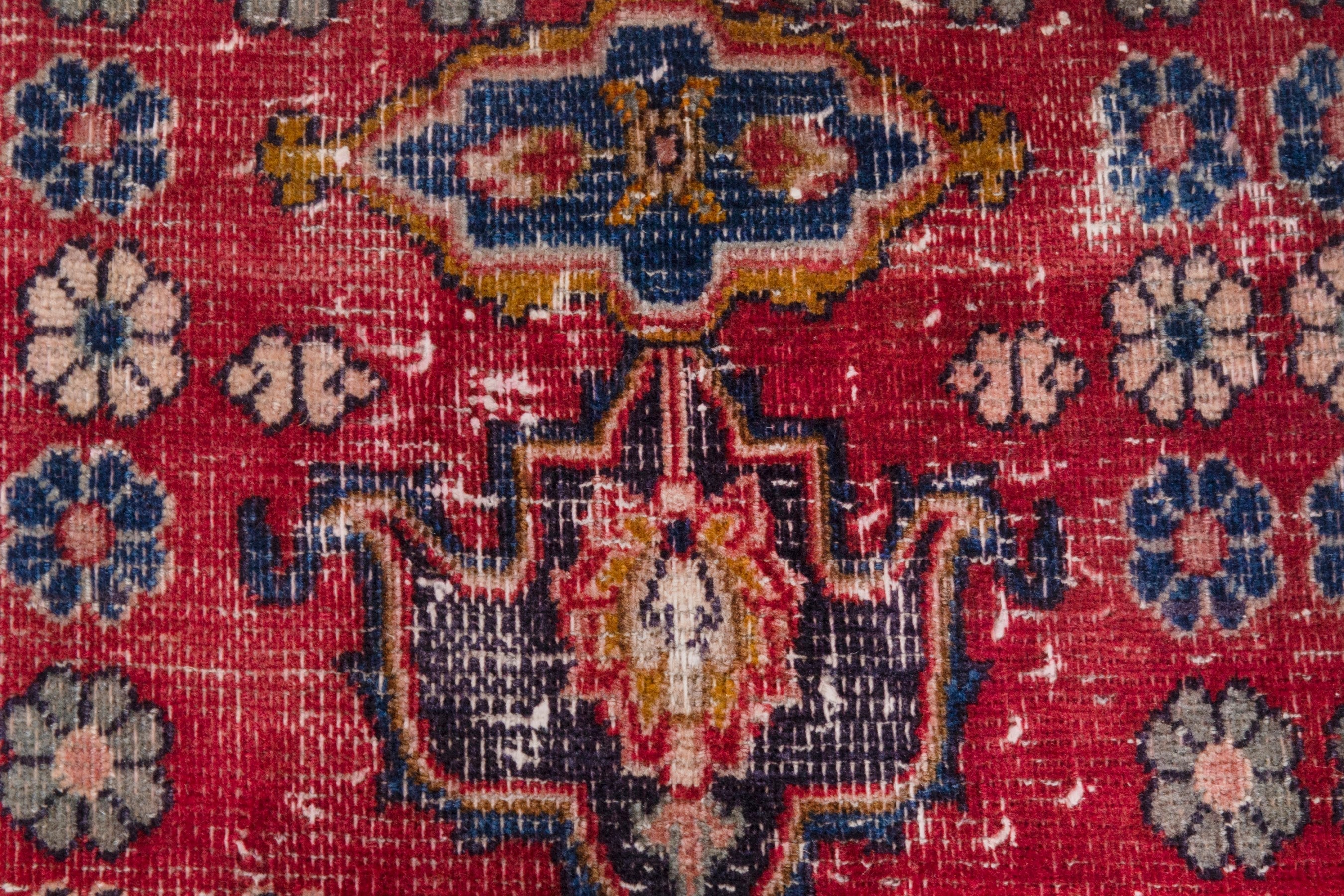 Persian Mashhad rug in deep red and dark blue, view 13 of 18