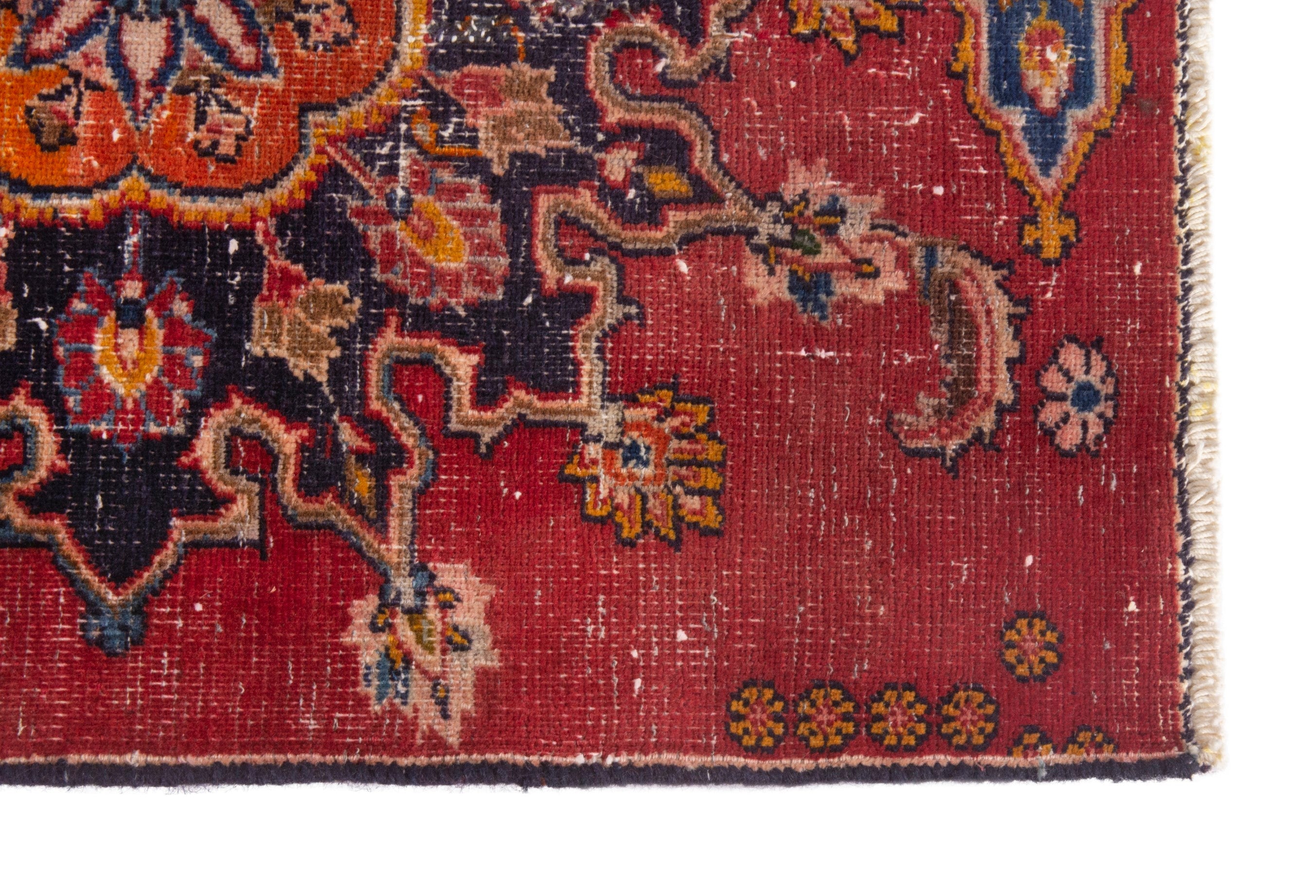 Persian Mashhad rug in deep red and dark blue, view 10 of 18