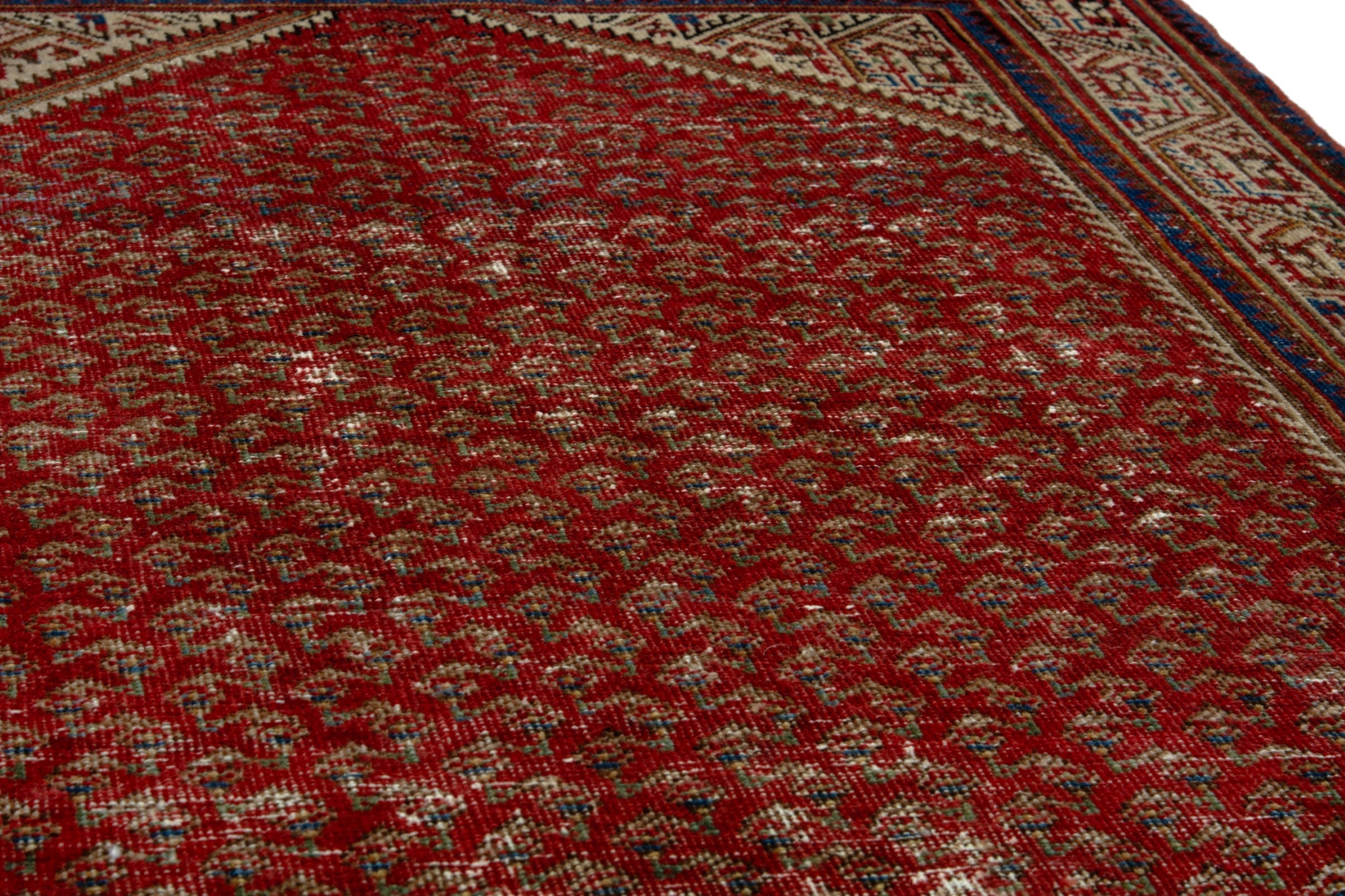 Persian Arak accent rug in deep red and cream, view 9 of 18