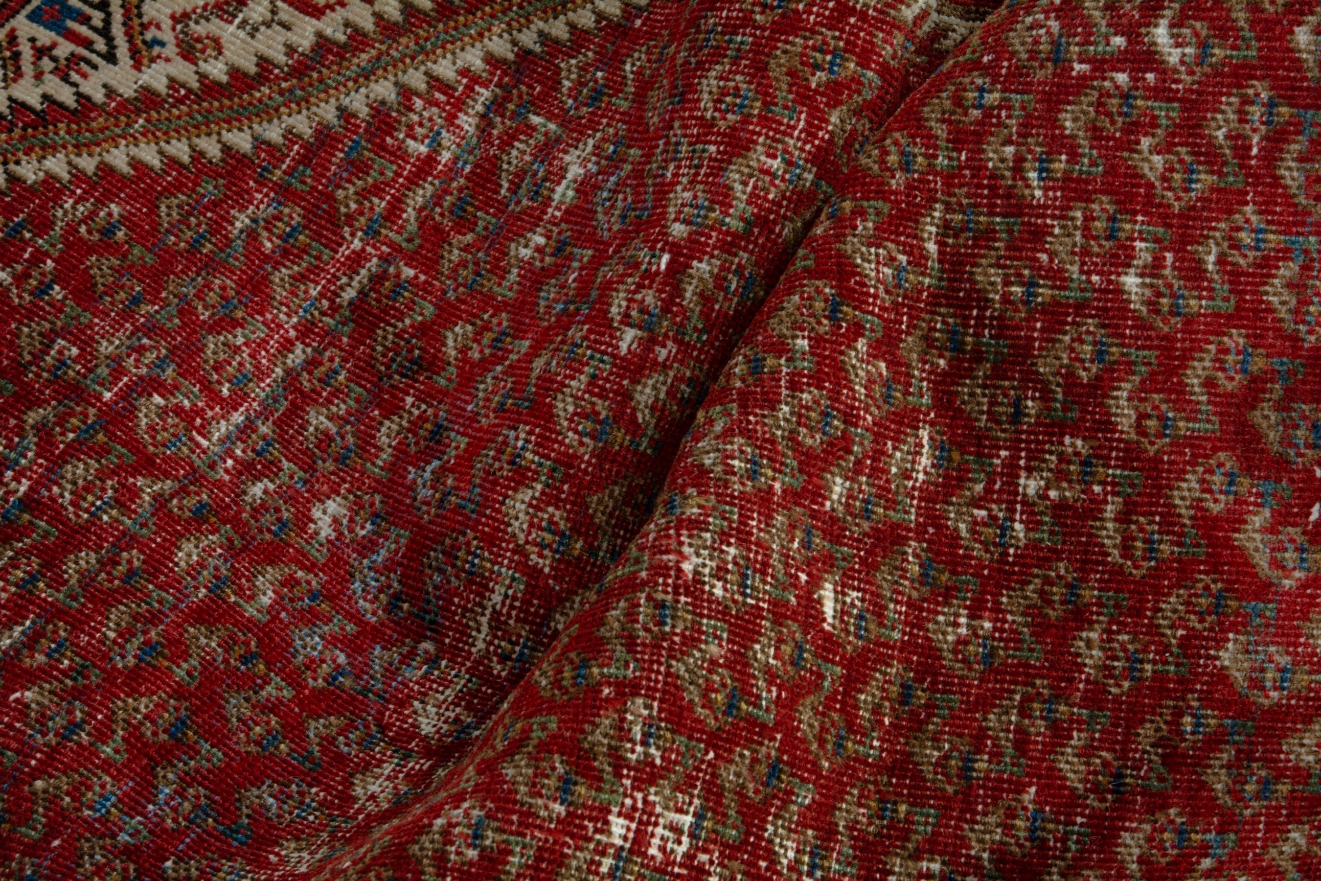 Persian Arak accent rug in deep red and cream, view 15 of 18