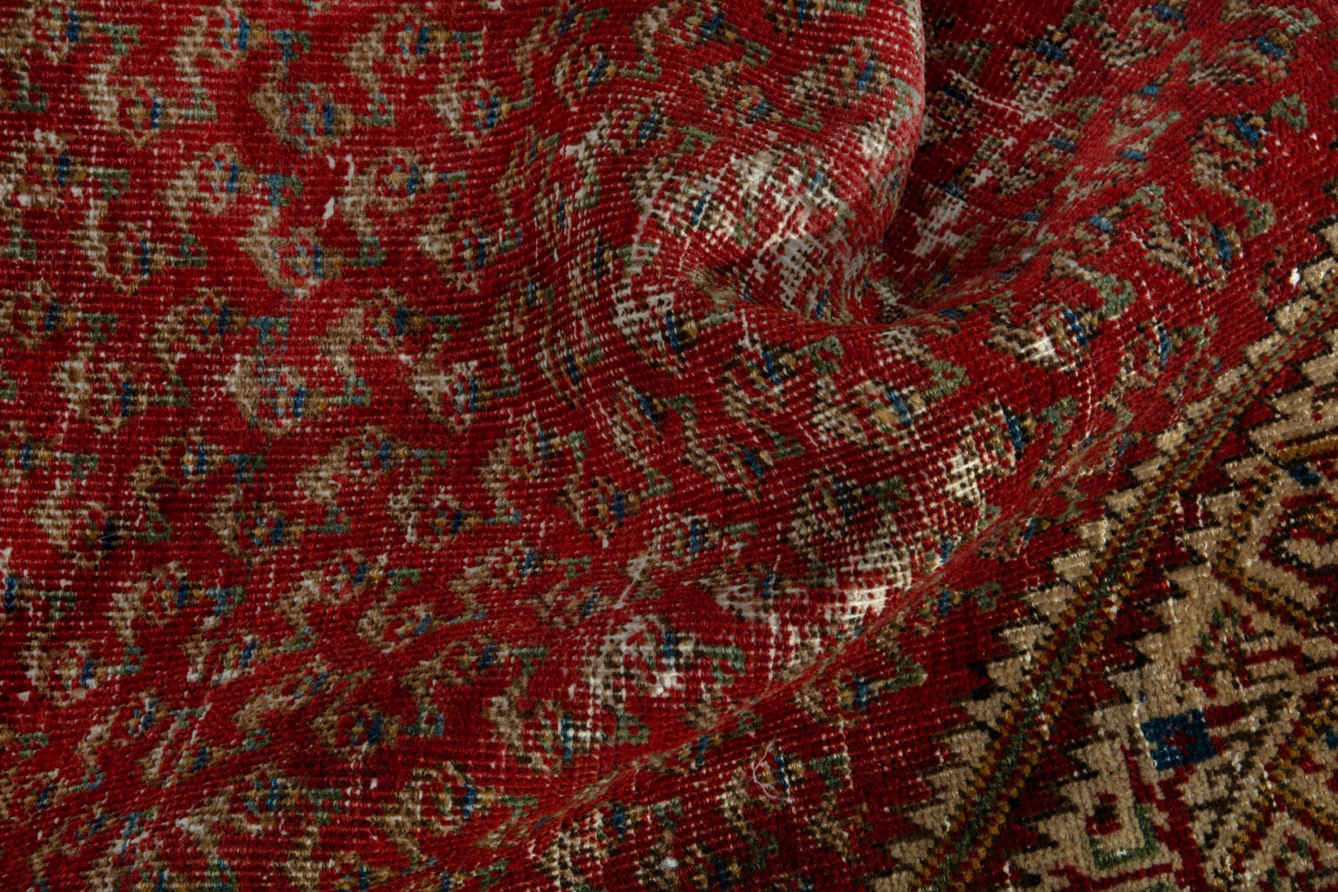Persian Arak accent rug in deep red and cream, view 16 of 18