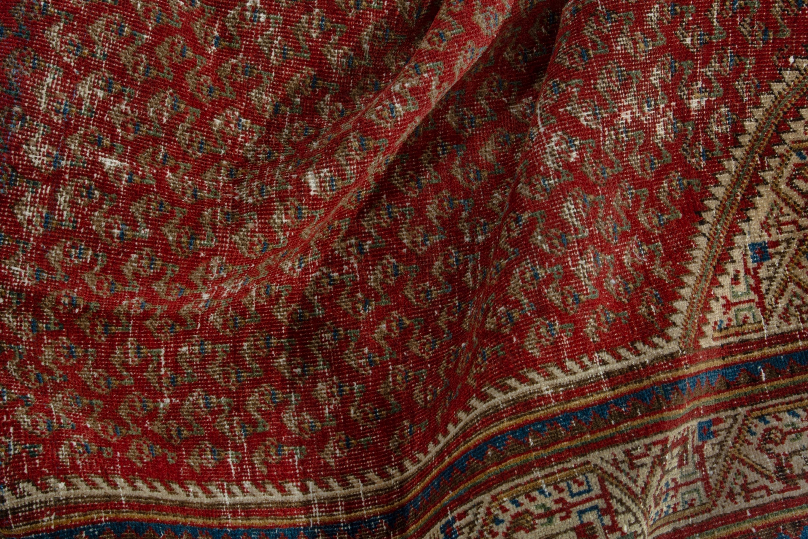 Persian Arak accent rug in deep red and cream, view 17 of 18