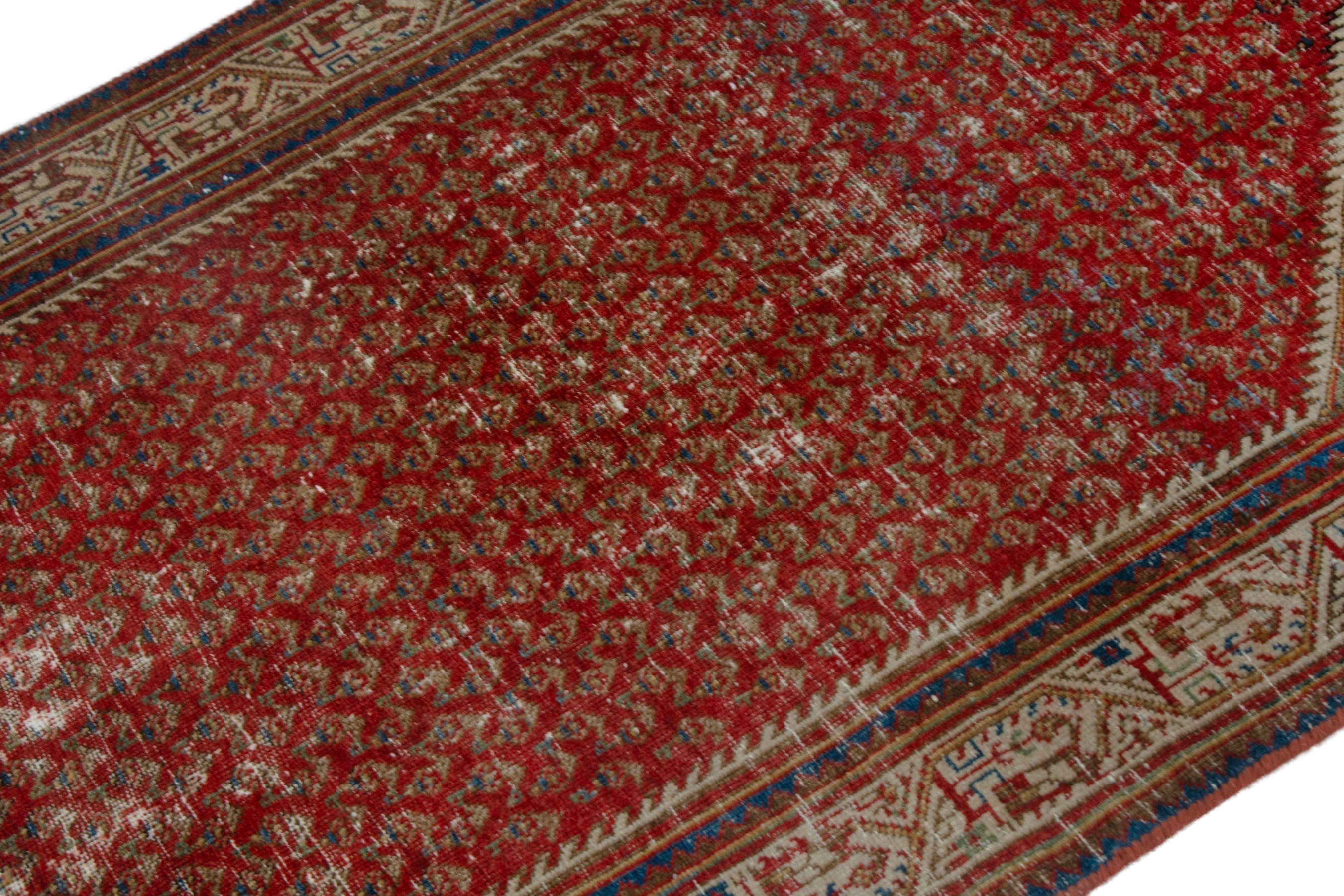Persian Arak accent rug in deep red and cream, view 5 of 18