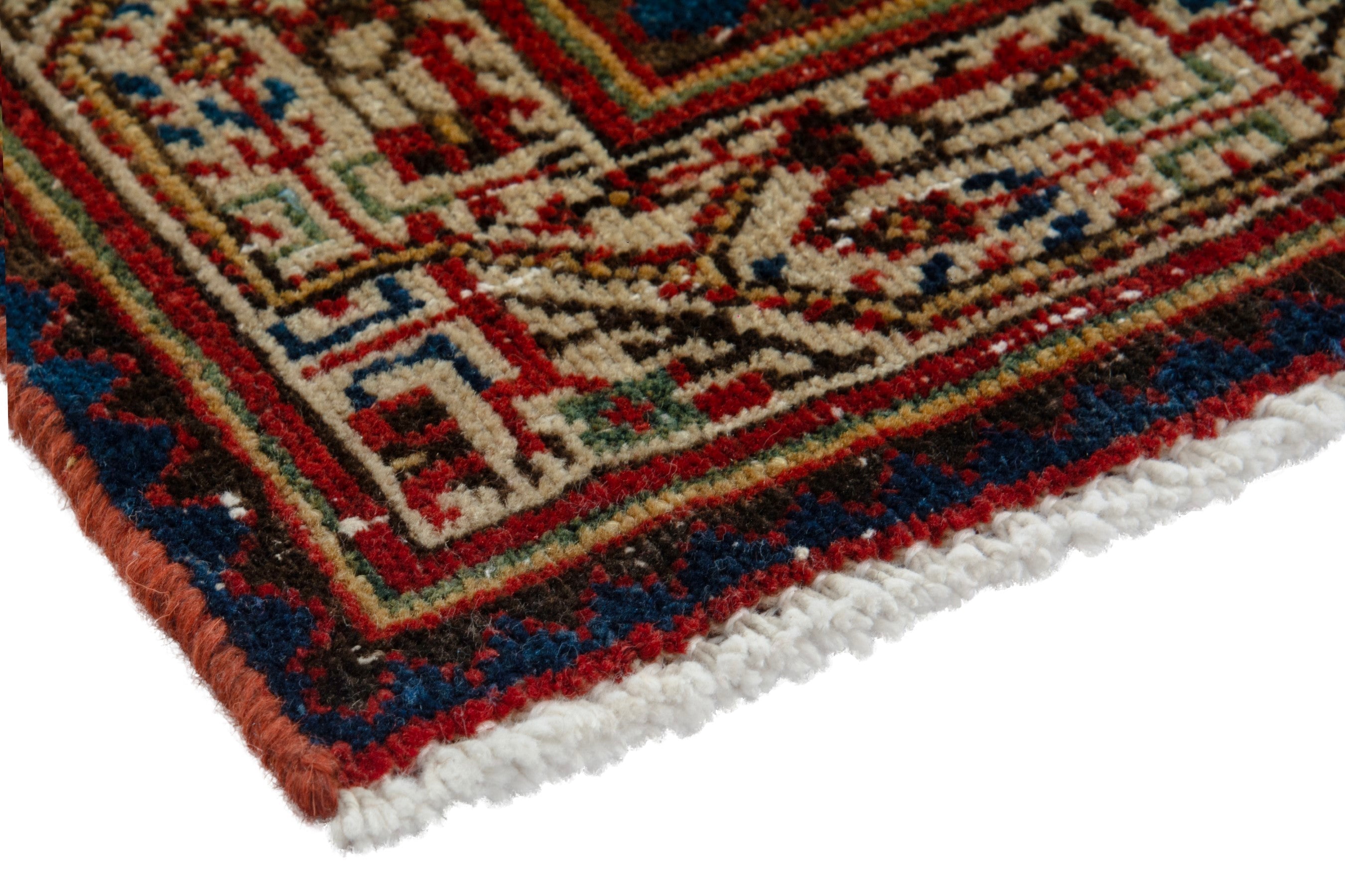 Persian Arak accent rug in deep red and cream, view 4 of 18
