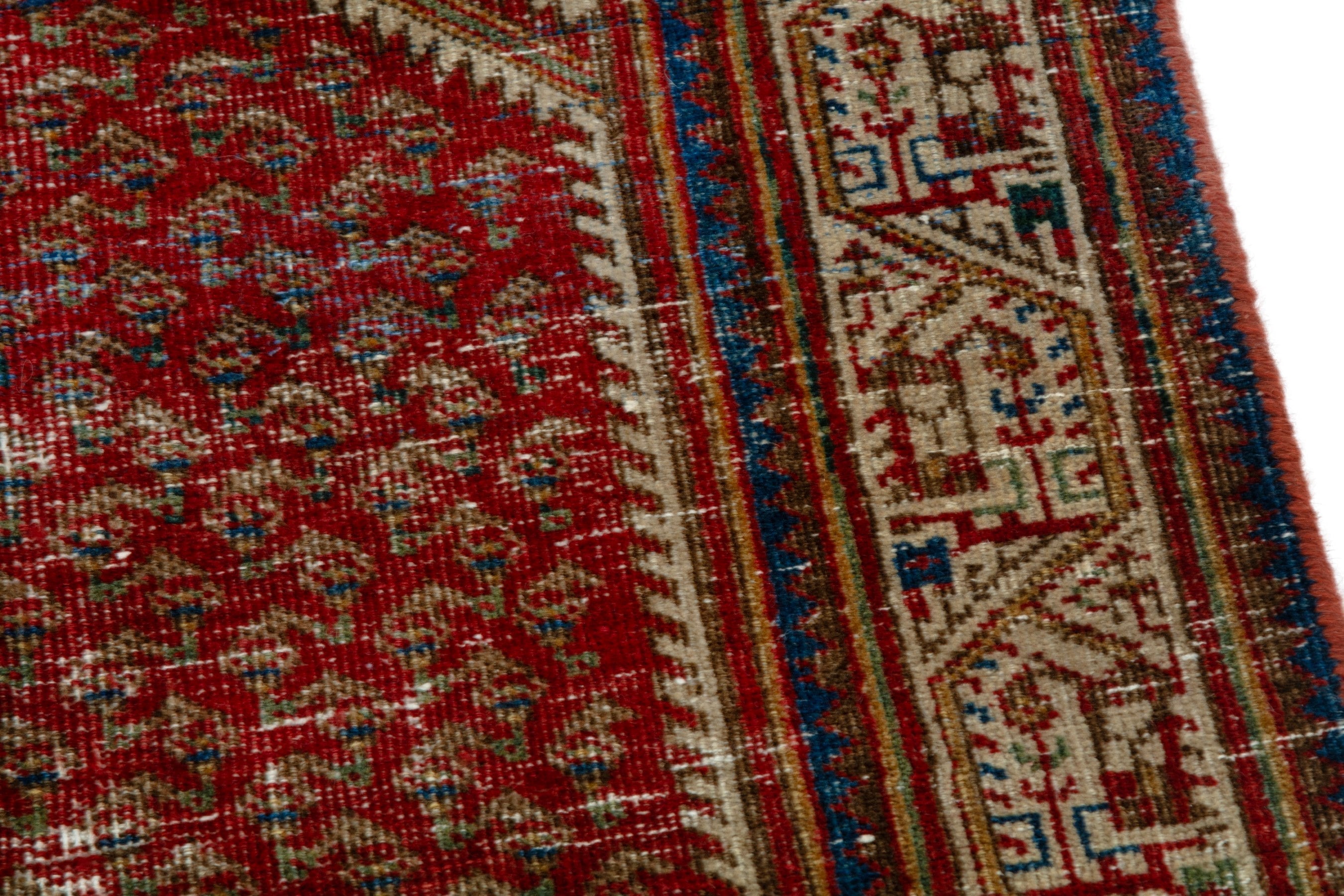 Persian Arak accent rug in deep red and cream, view 7 of 18