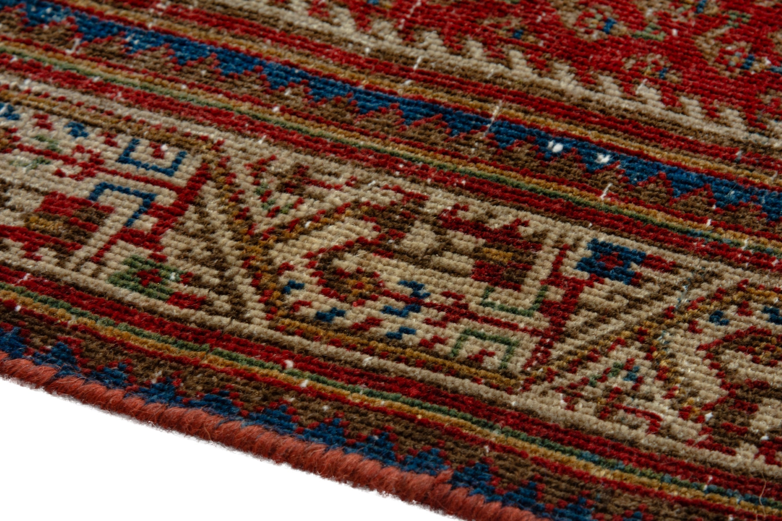 Persian Arak accent rug in deep red and cream, view 6 of 18