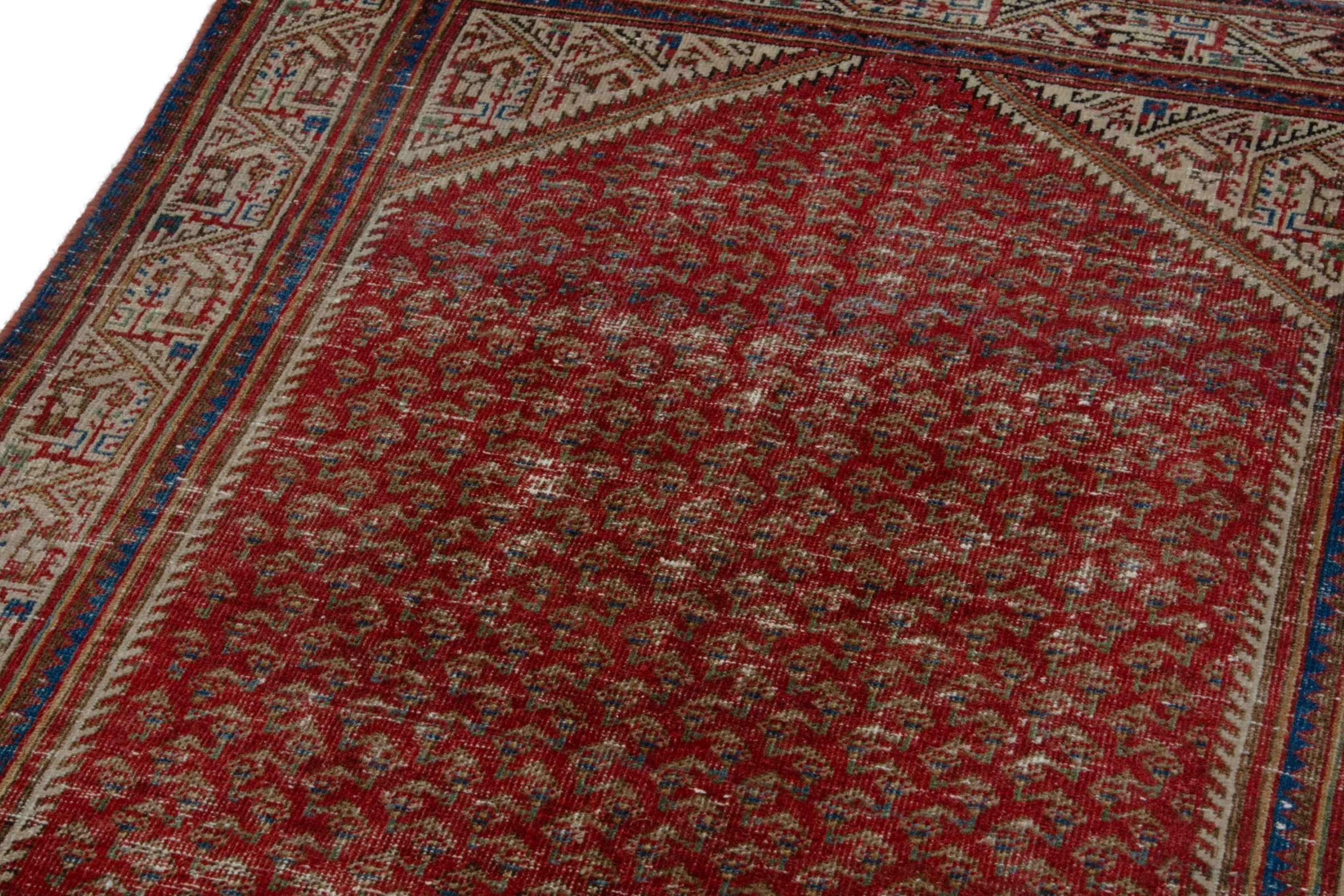 Persian Arak accent rug in deep red and cream, view 8 of 18
