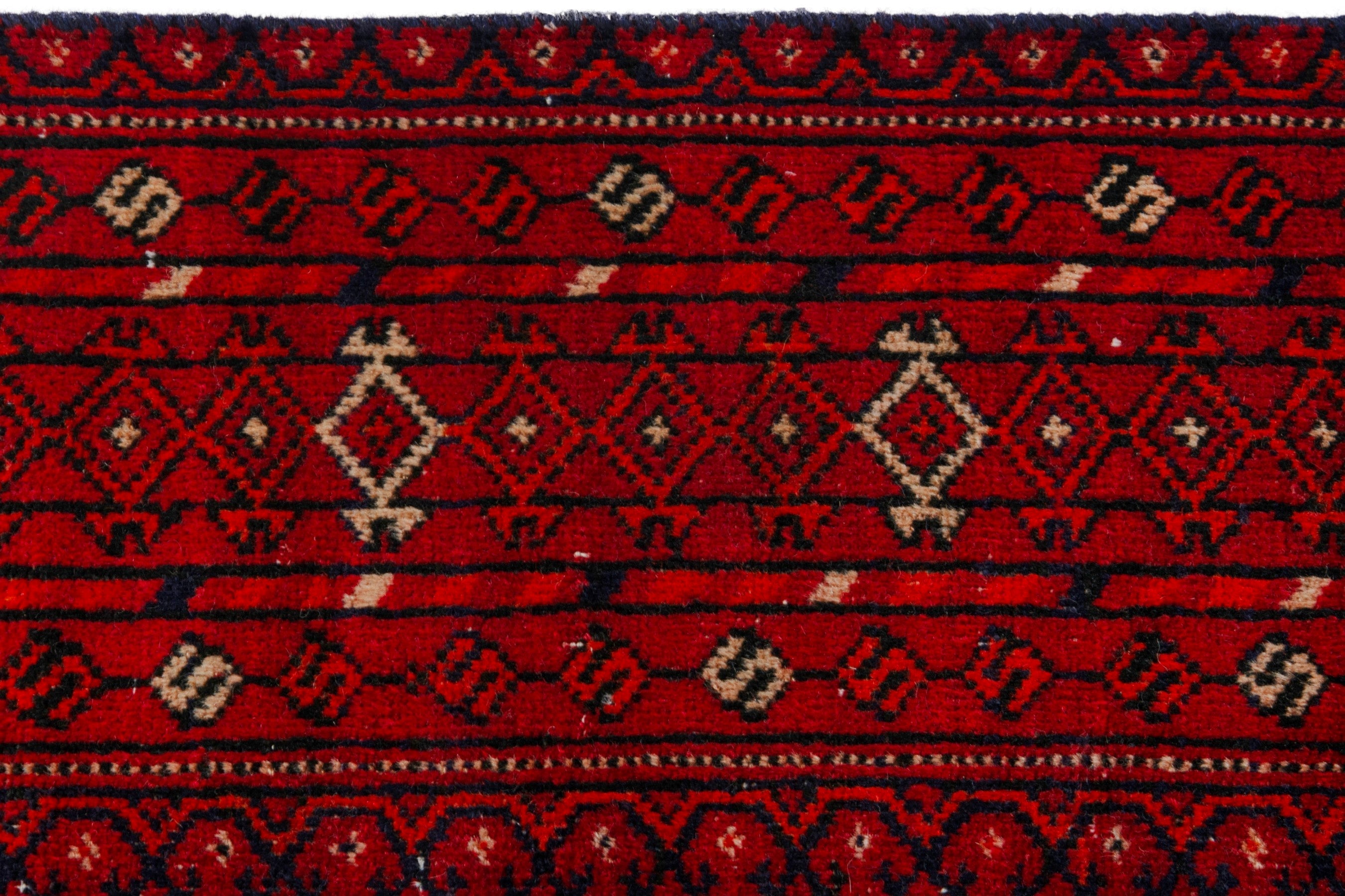 Persian Torkaman area rug in deep red and muted yellow, view 12 of 20