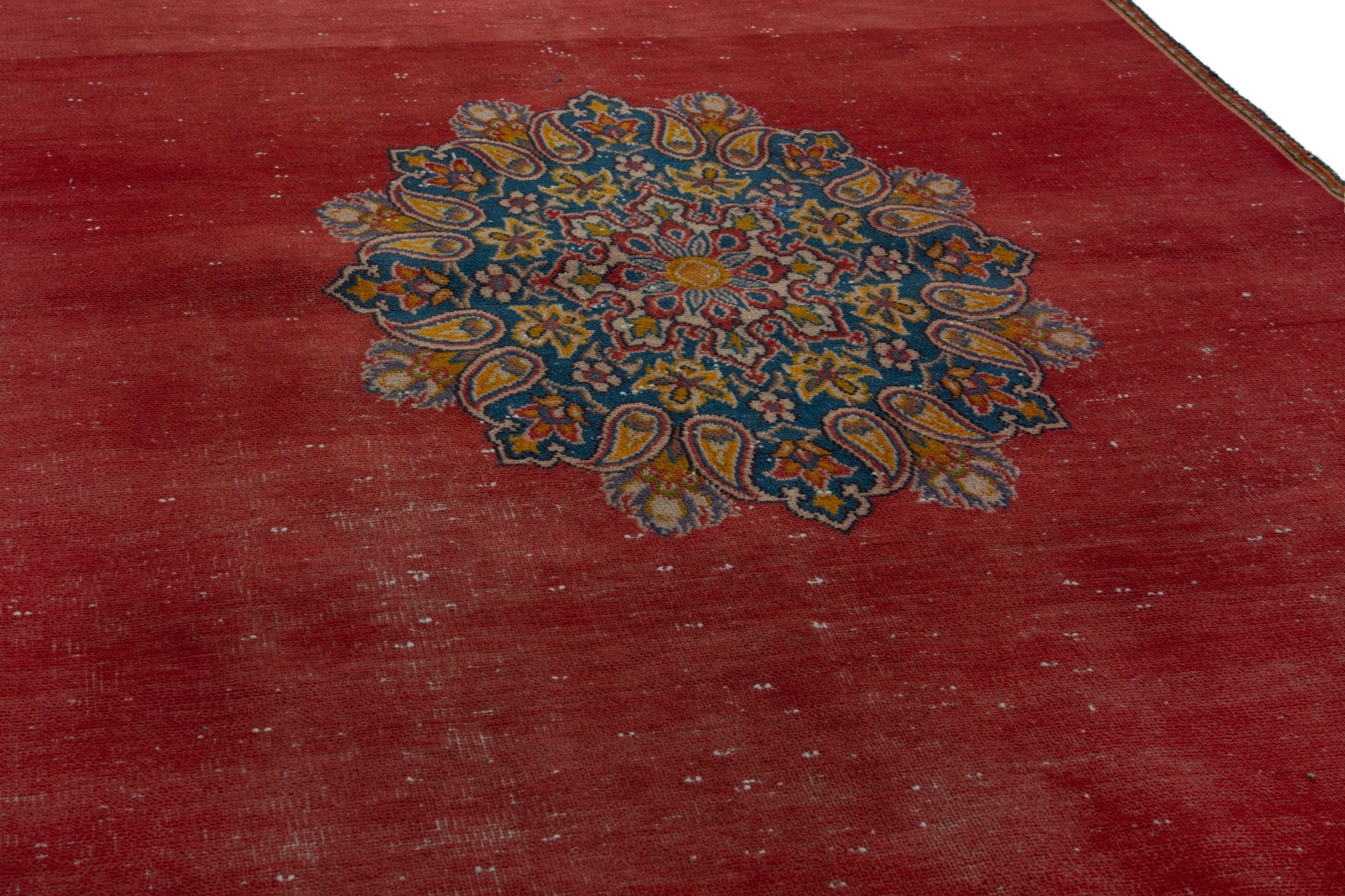 Persian Shahreza accent rug in burgundy and deep indigo, view 9 of 17