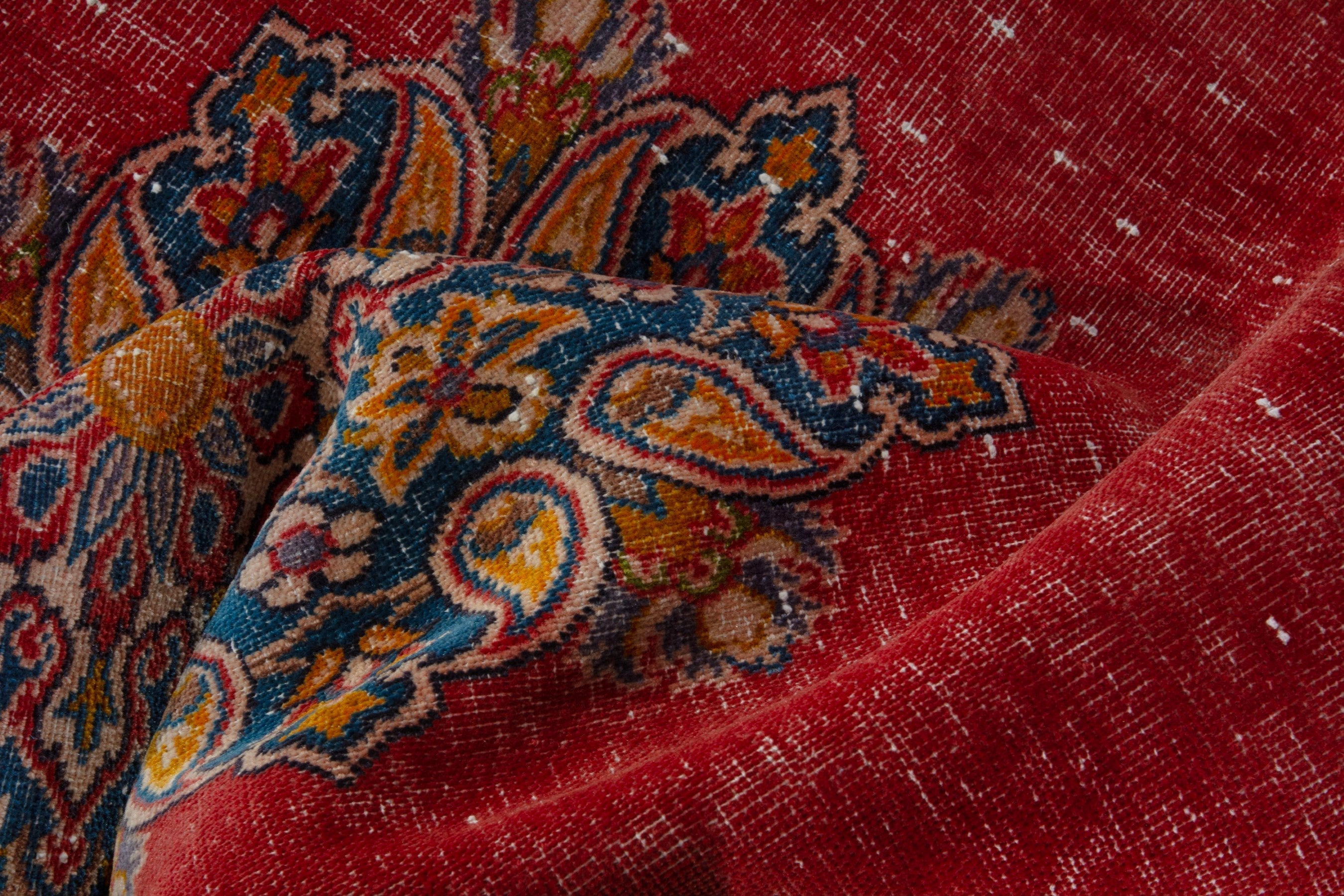 Persian Shahreza accent rug in burgundy and deep indigo, view 15 of 17