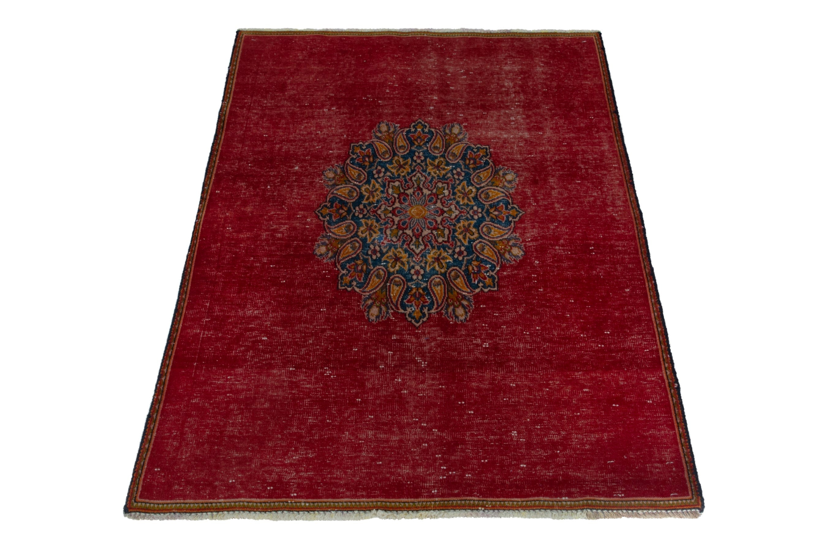 Persian Shahreza accent rug in burgundy and deep indigo, view 2 of 17