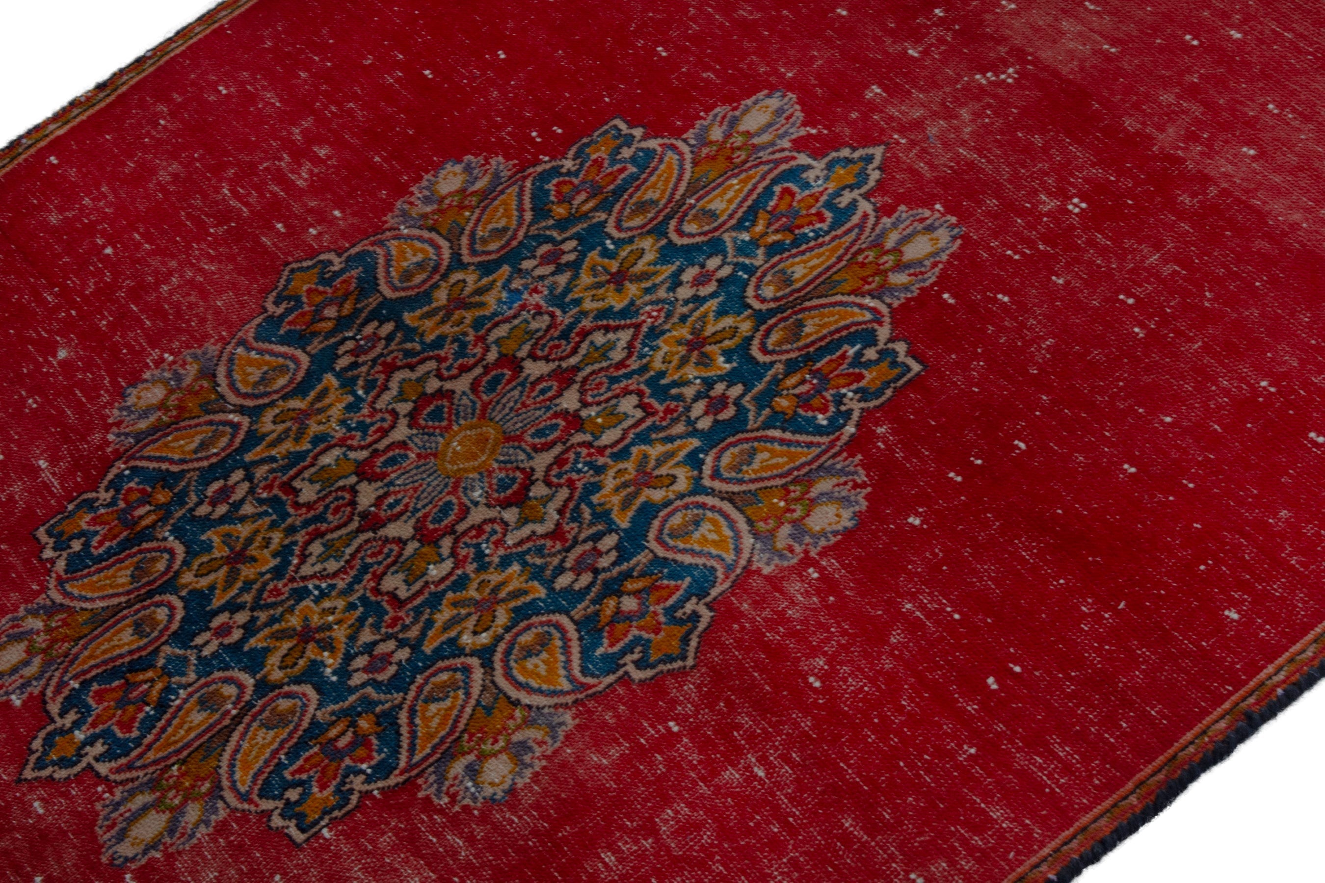 Persian Shahreza accent rug in burgundy and deep indigo, view 5 of 17