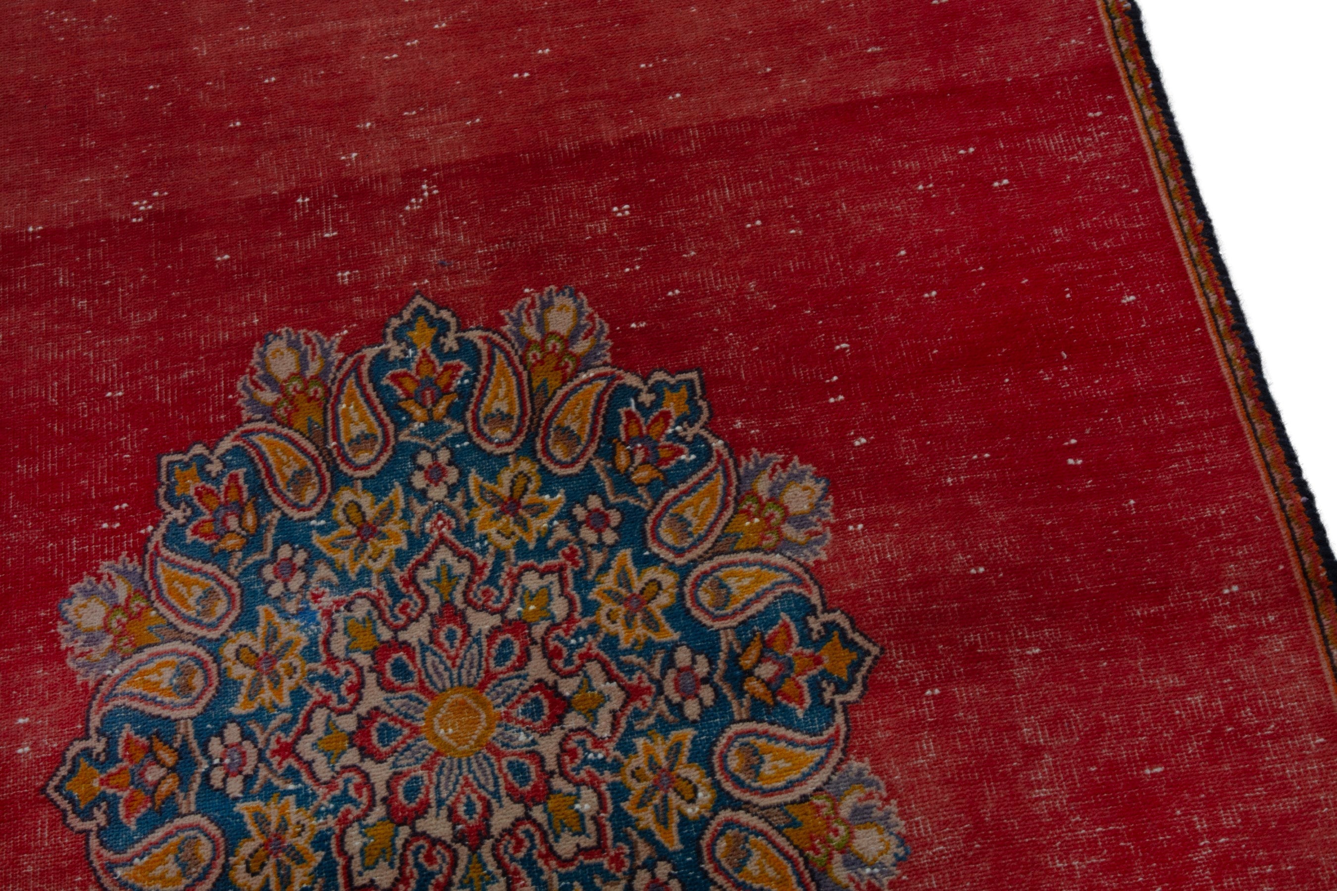 Persian Shahreza accent rug in burgundy and deep indigo, view 7 of 17