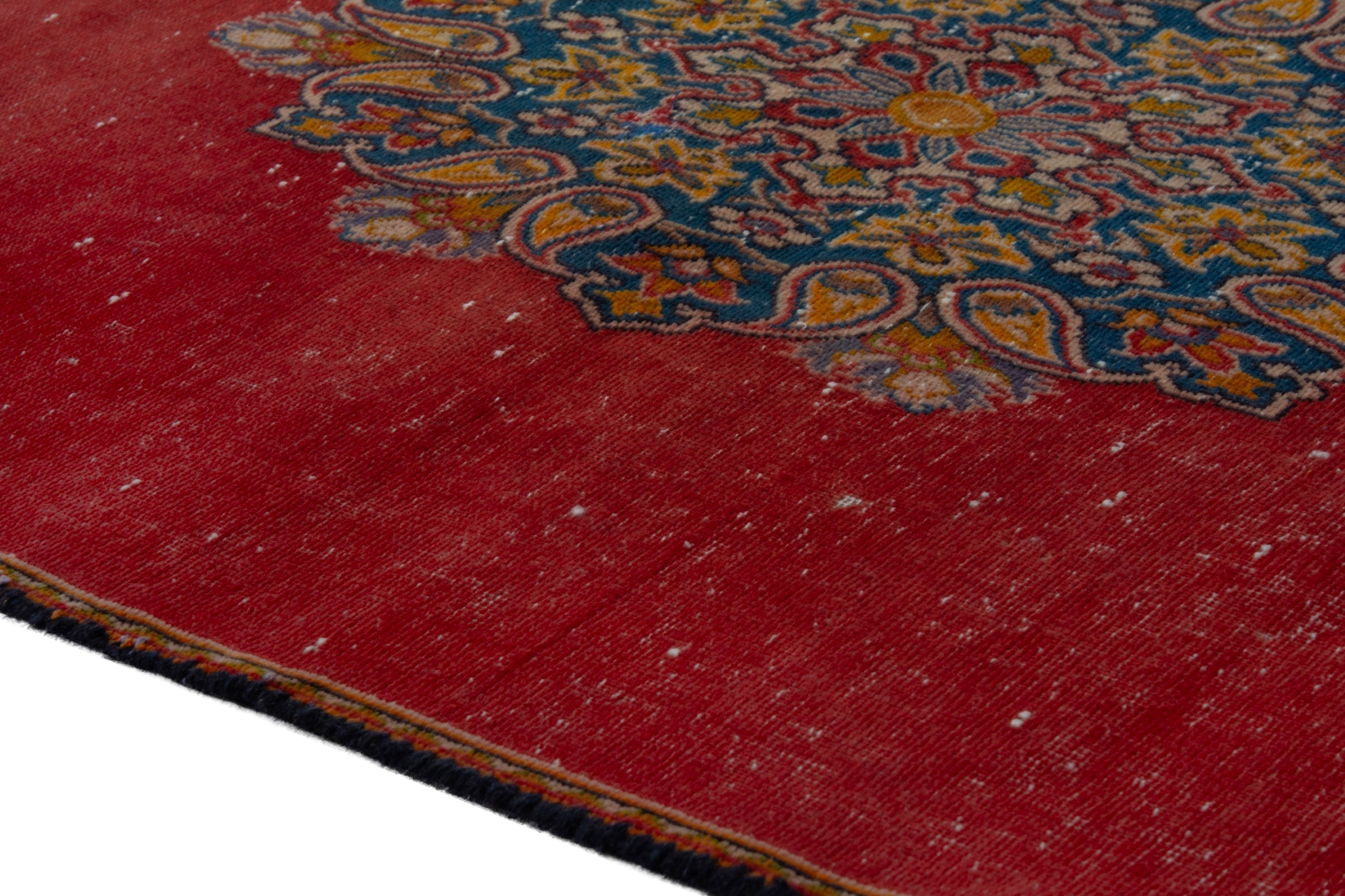 Persian Shahreza accent rug in burgundy and deep indigo, view 6 of 17
