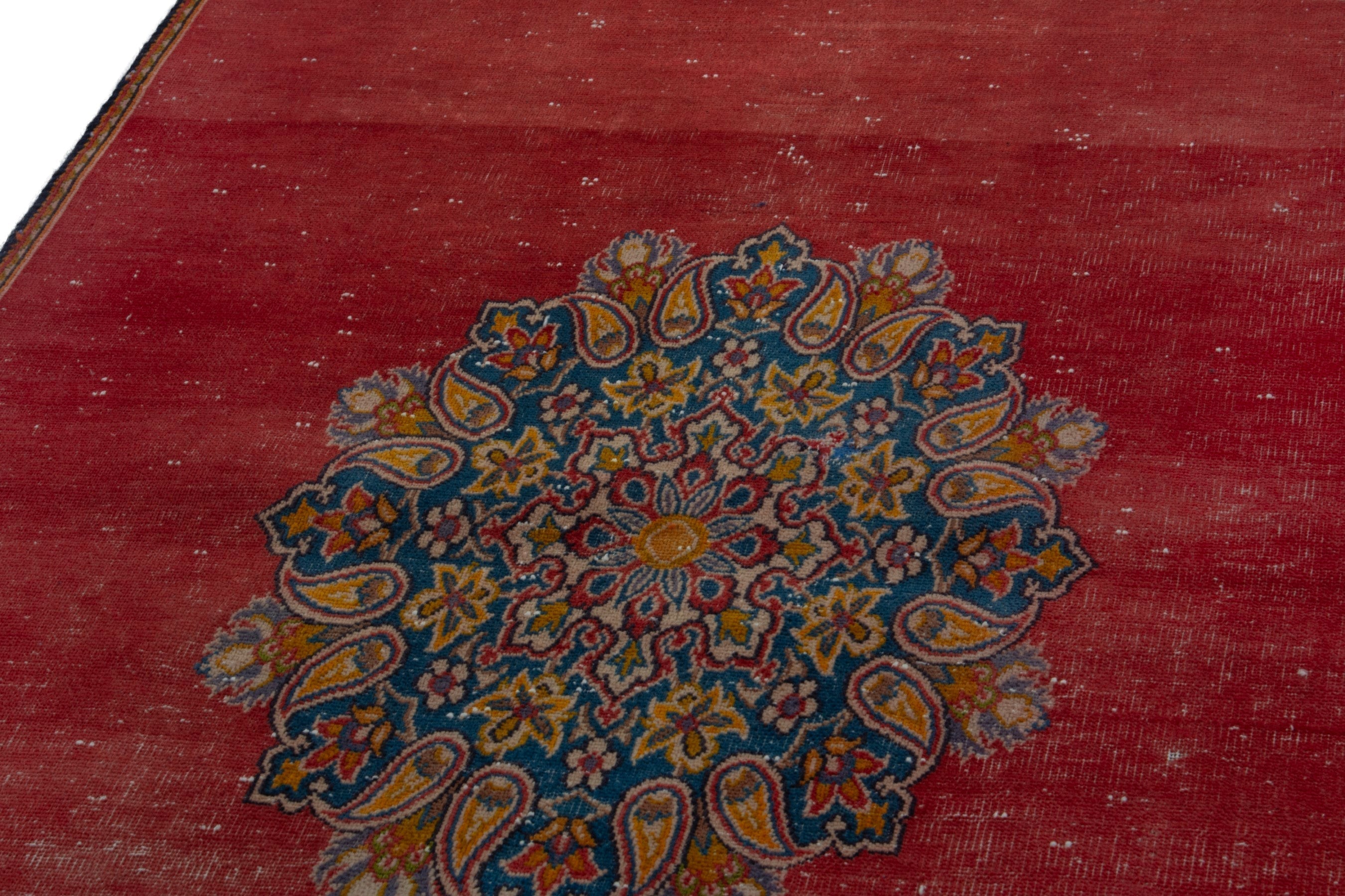 Persian Shahreza accent rug in burgundy and deep indigo, view 8 of 17