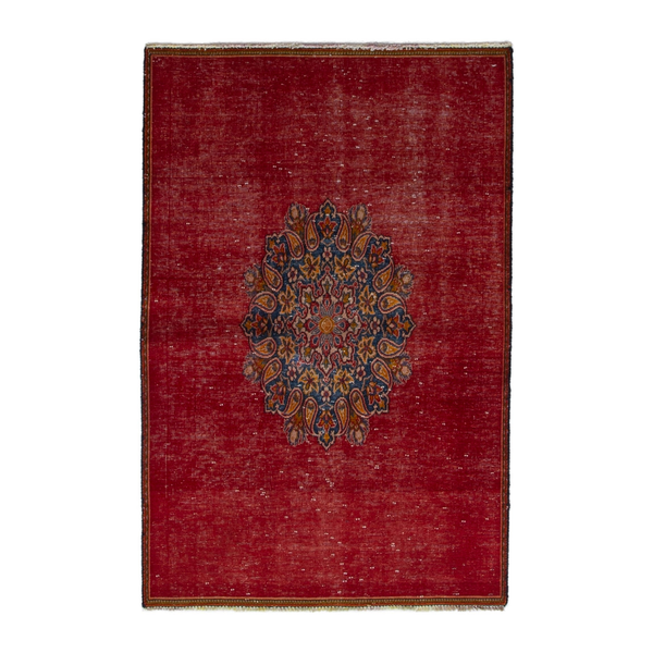Persian Shahreza accent rug in burgundy and deep indigo, 3'1" x 4'7"