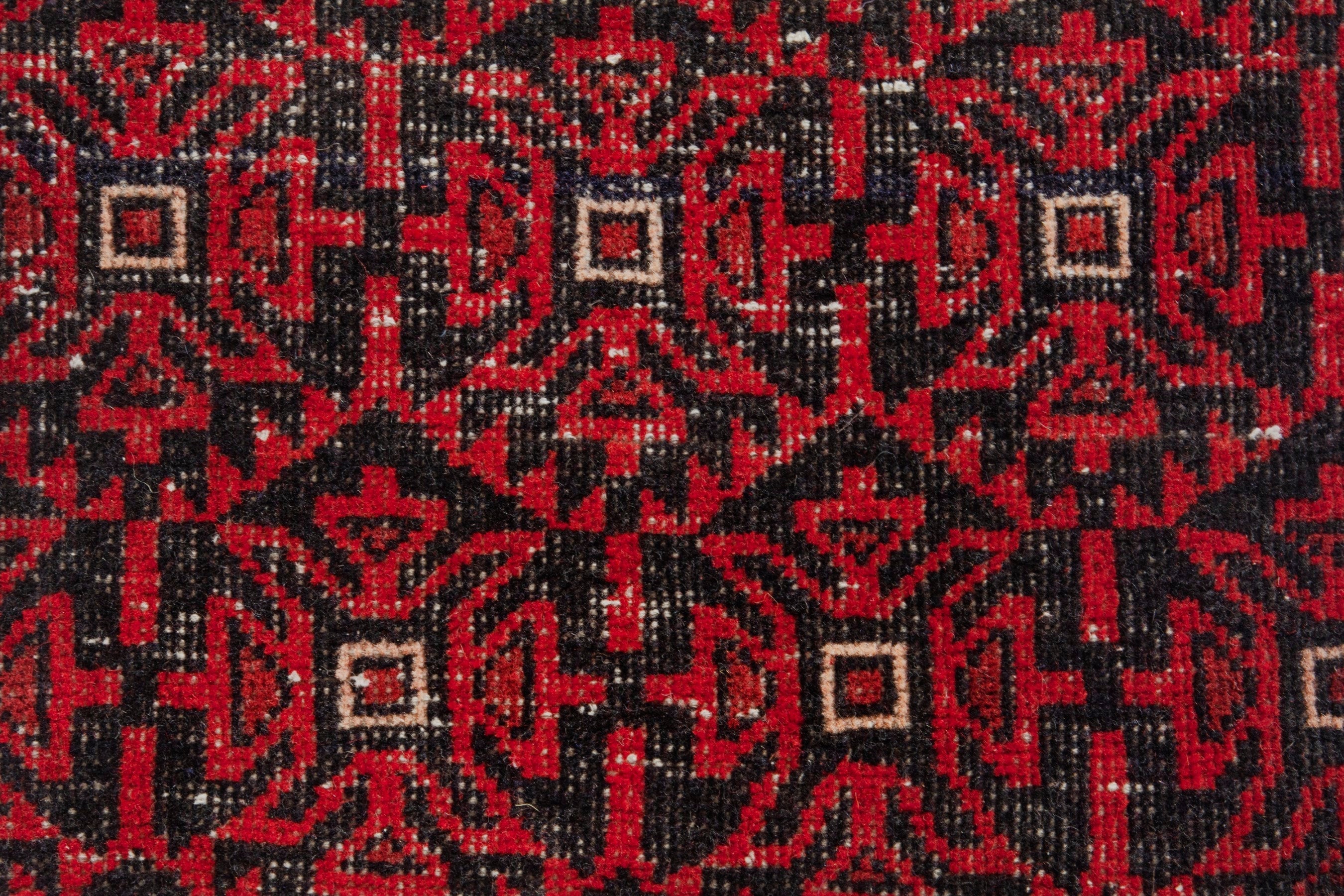 Persian Baluch accent rug in deep red and burgundy, view 10 of 16