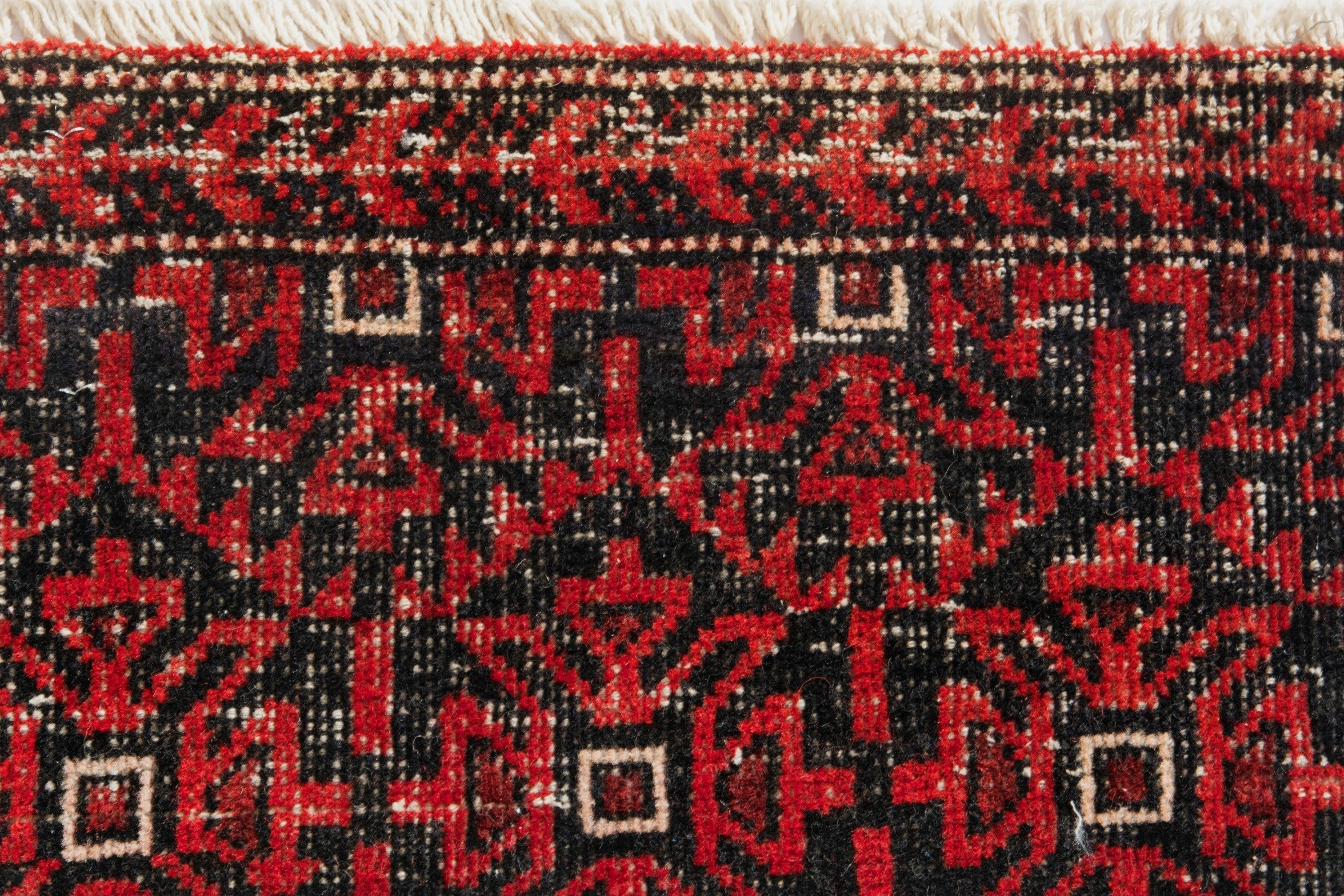 Persian Baluch accent rug in deep red and burgundy, view 11 of 16