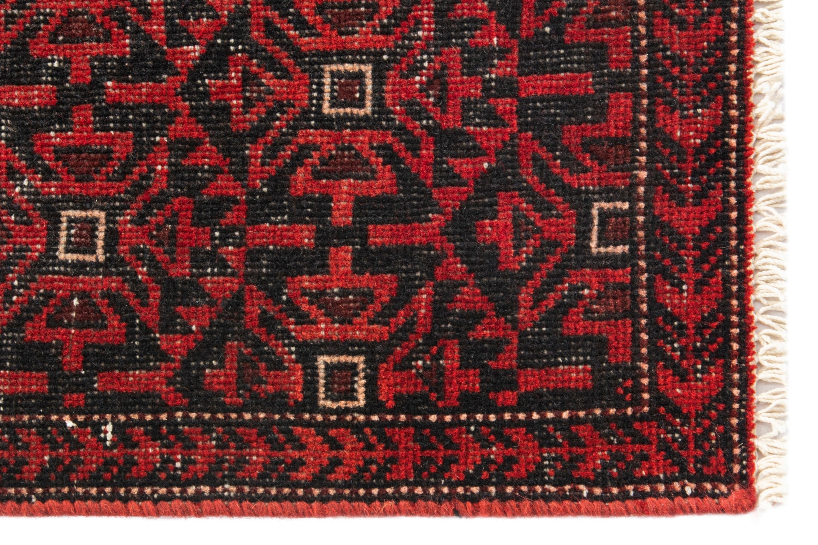 Persian Baluch accent rug in deep red and burgundy, view 5 of 16