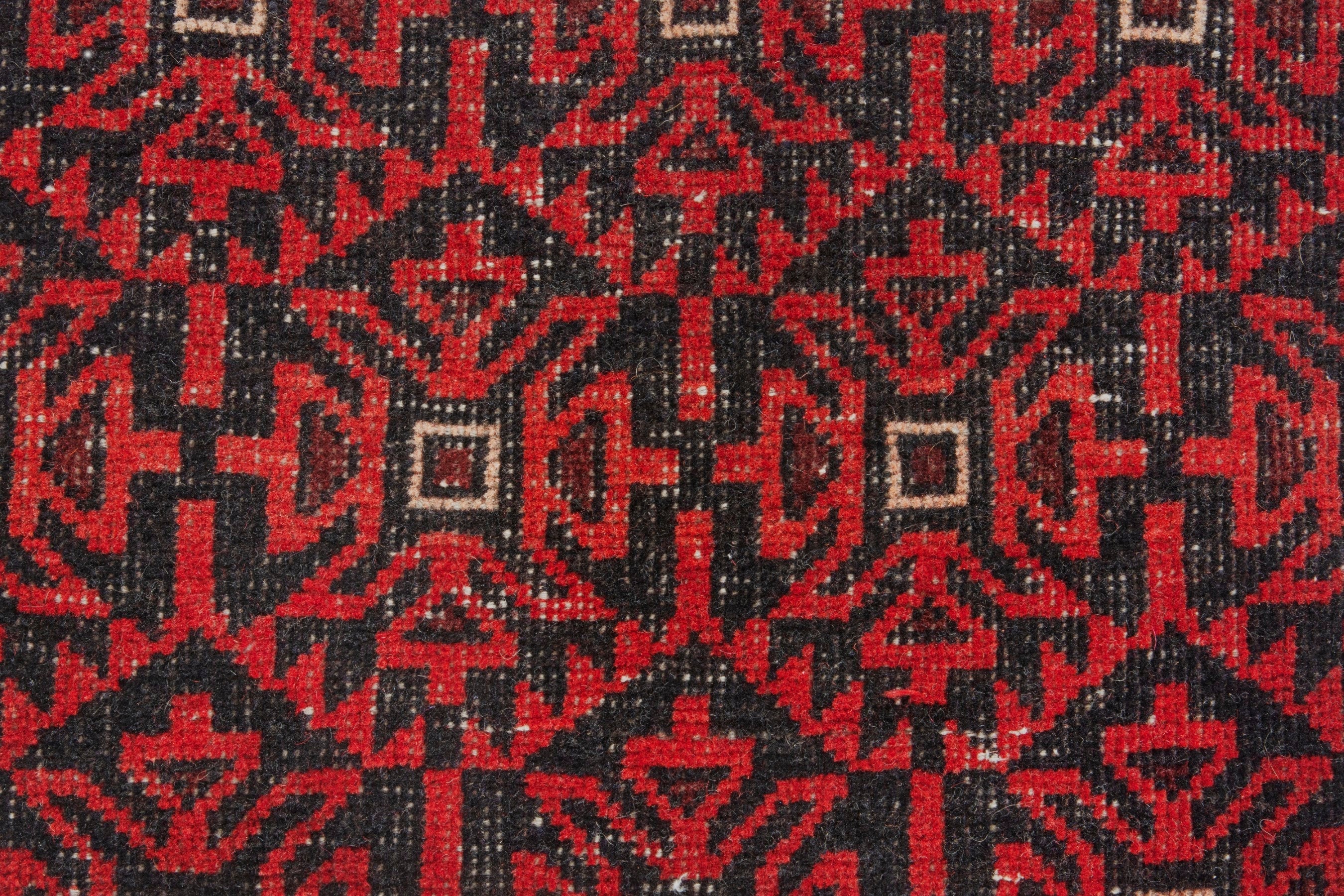 Persian Baluch accent rug in deep red and burgundy, view 9 of 16