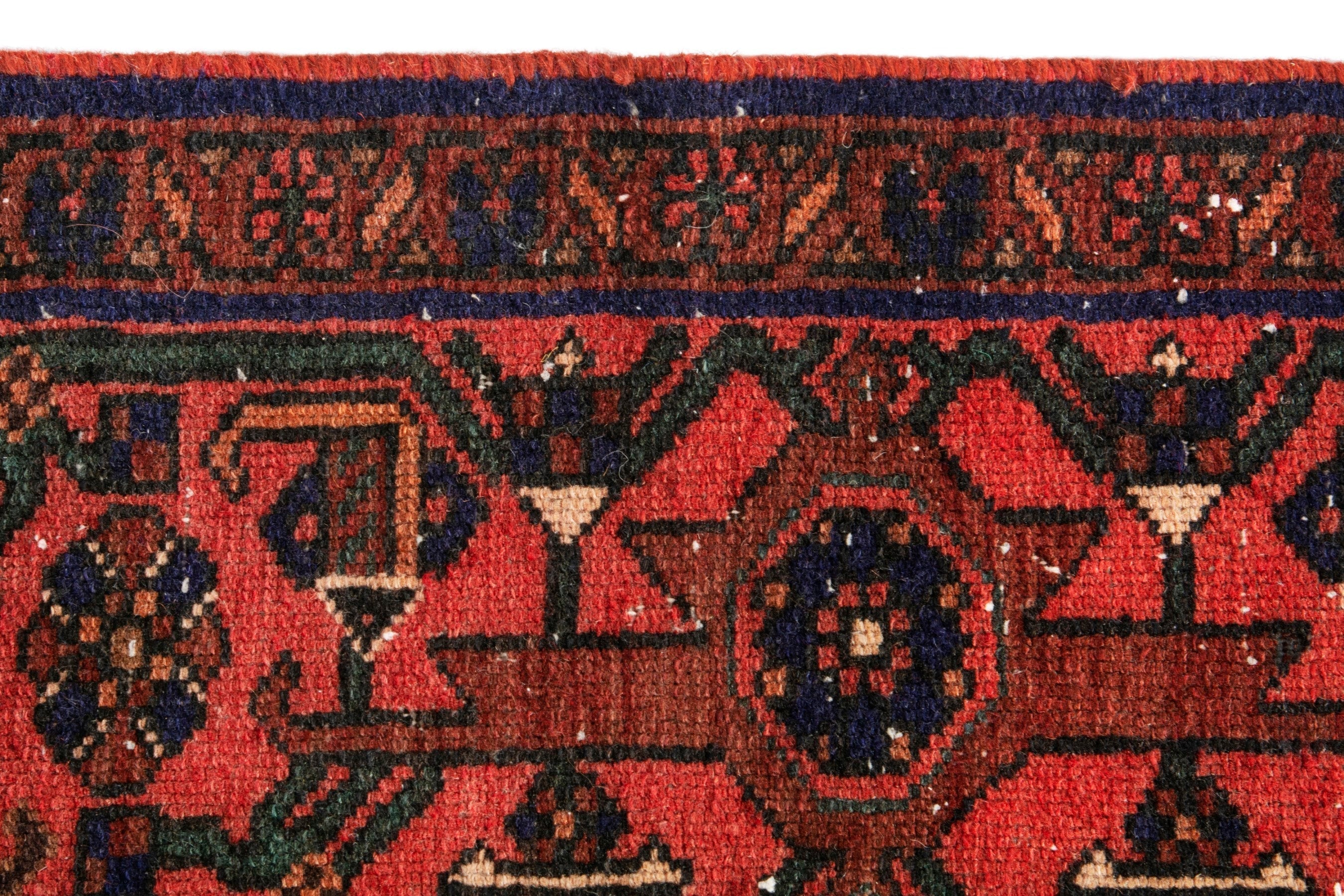 Persian Zanjan area rug in burgundy and rust, view 12 of 21