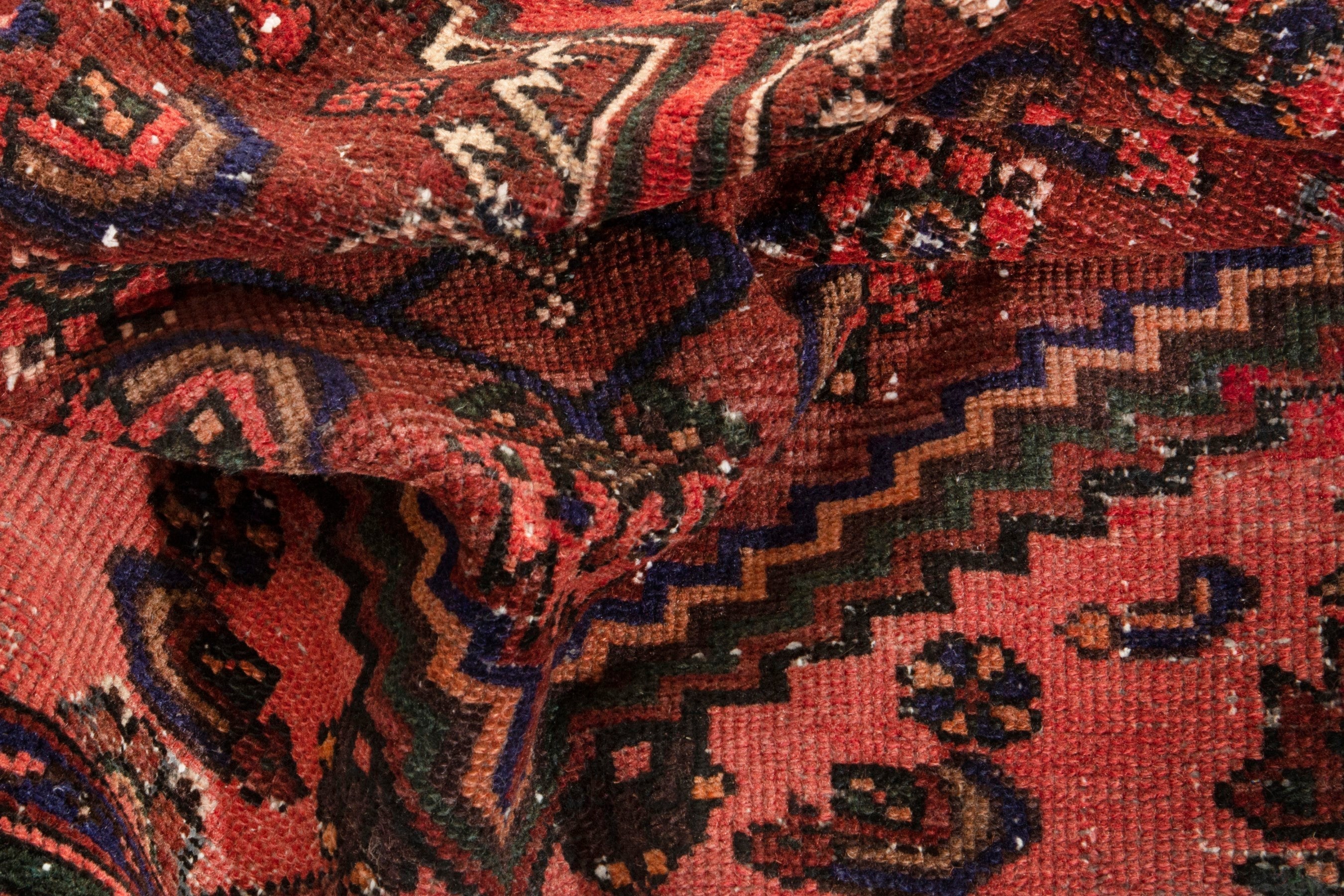 Persian Zanjan area rug in burgundy and rust, view 18 of 21
