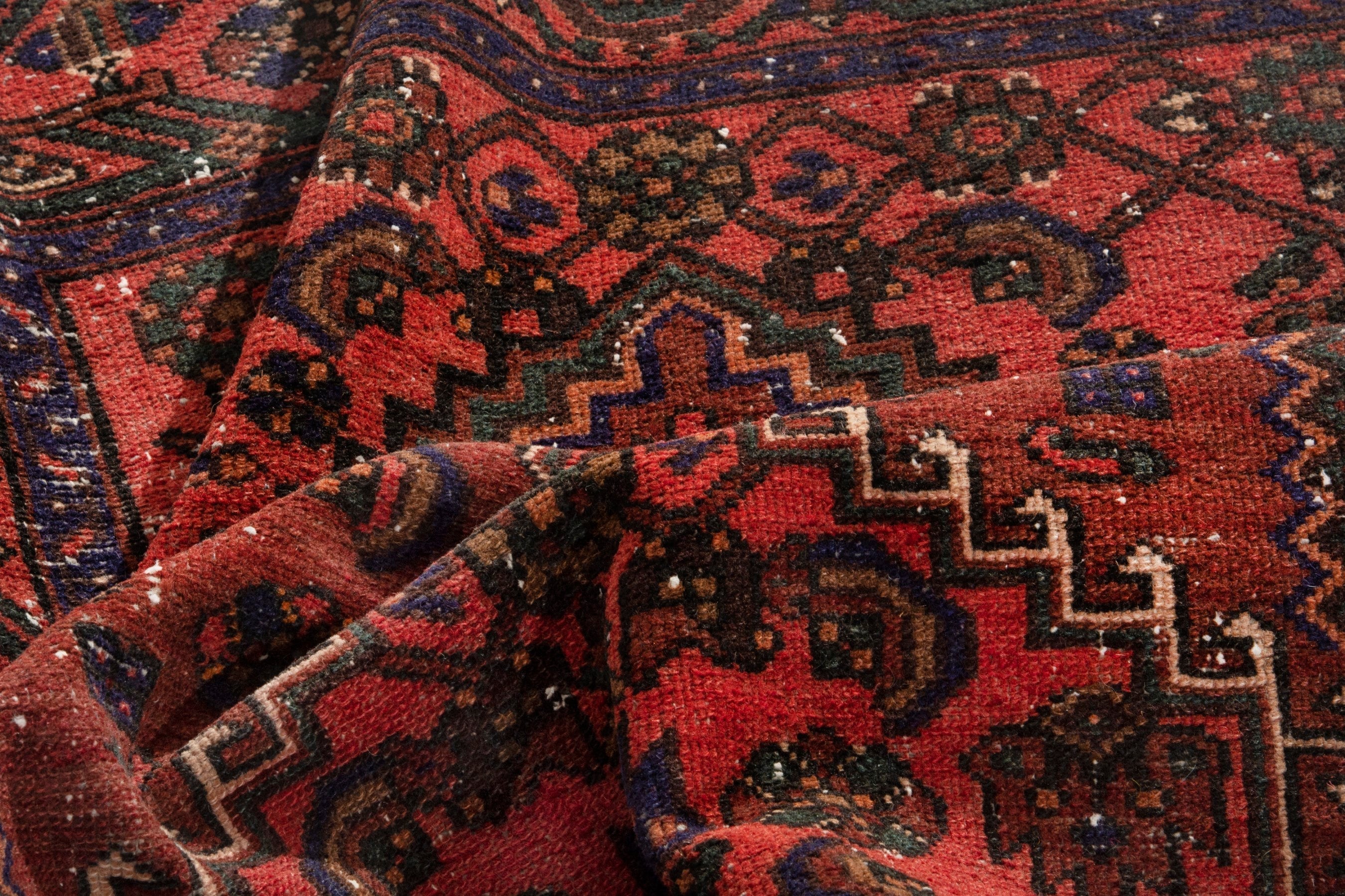 Persian Zanjan area rug in burgundy and rust, view 19 of 21