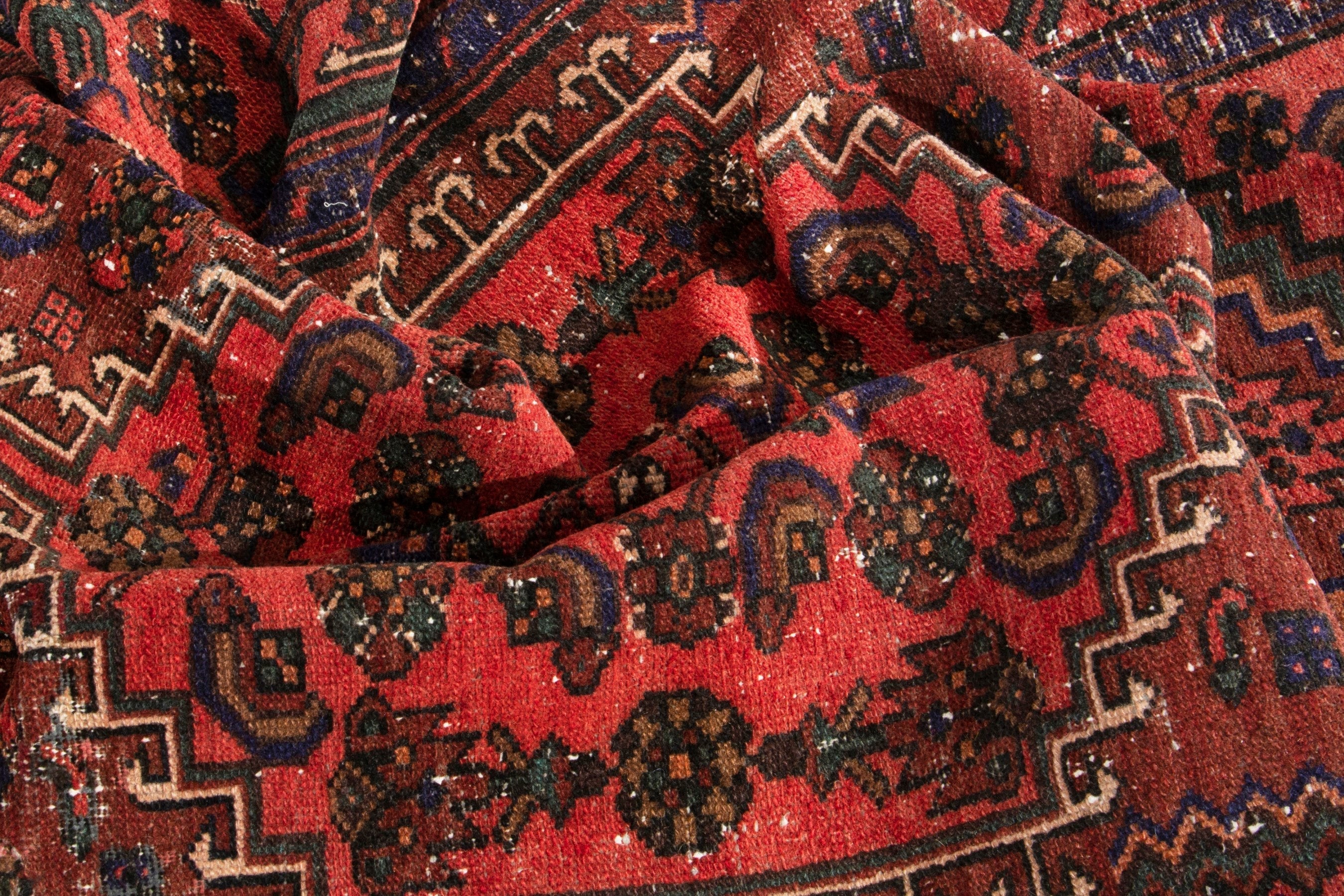 Persian Zanjan area rug in burgundy and rust, view 20 of 21