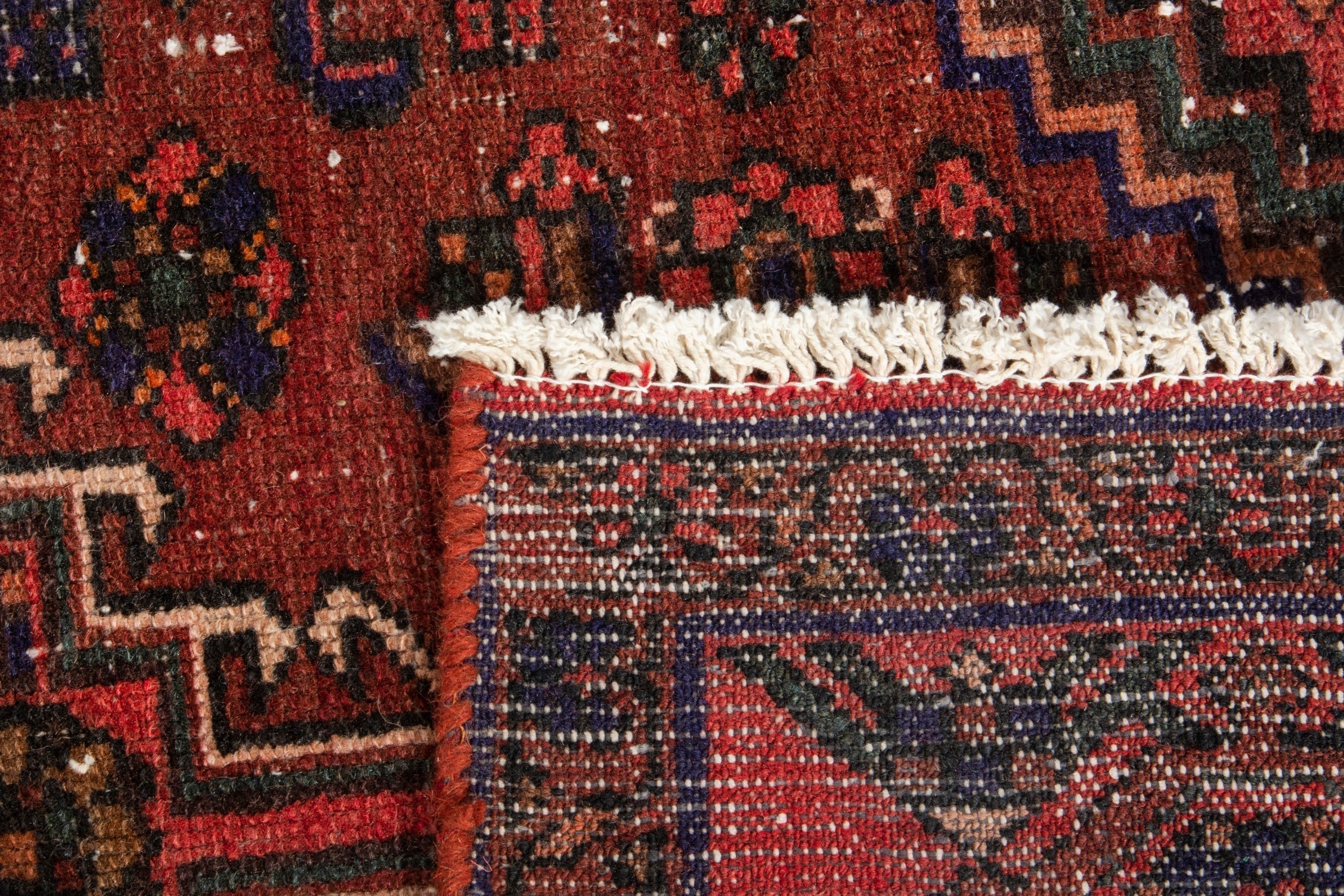 Persian Zanjan area rug in burgundy and rust, view 21 of 21