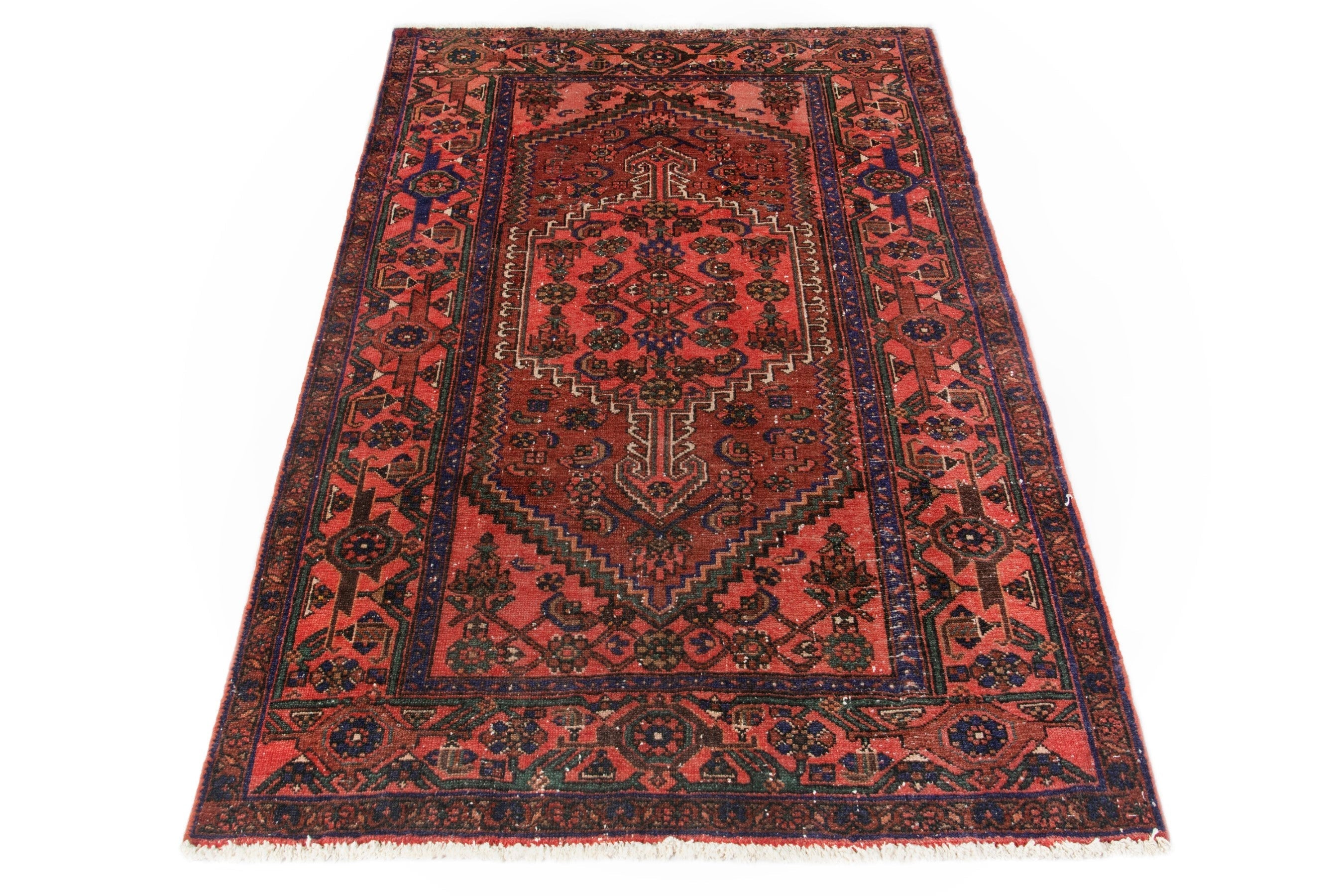 Persian Zanjan area rug in burgundy and rust, view 3 of 21