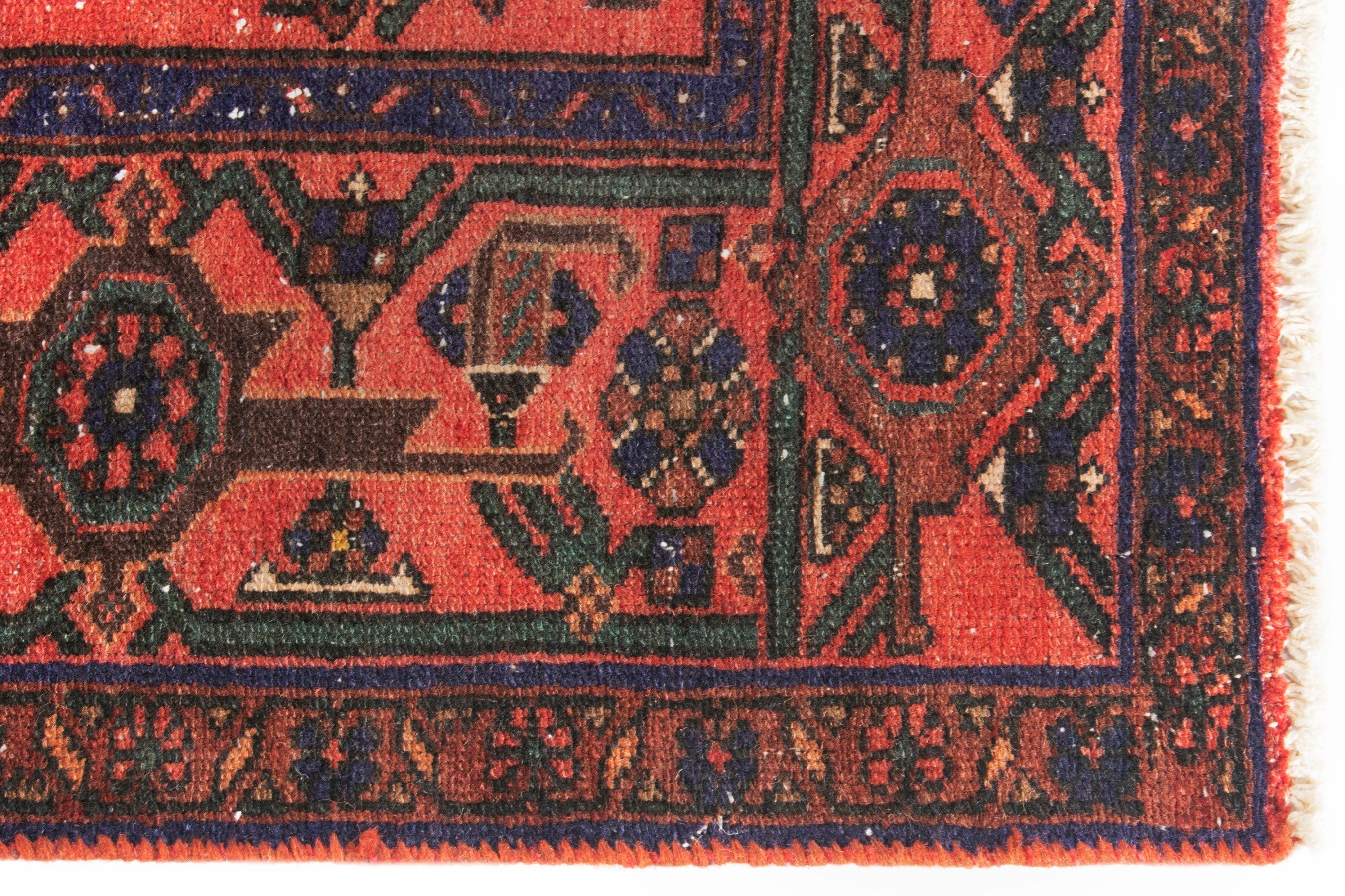 Persian Zanjan area rug in burgundy and rust, view 10 of 21