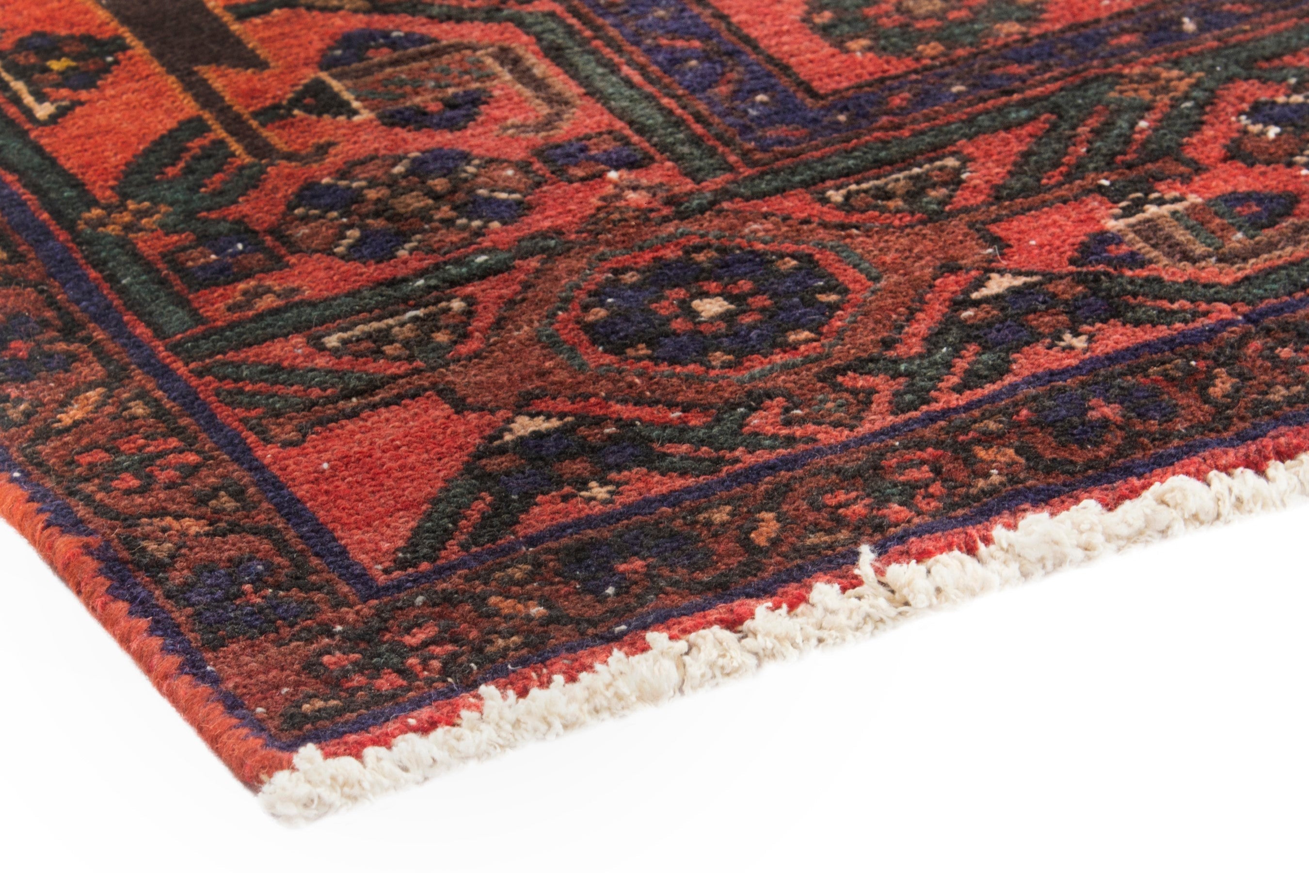 Persian Zanjan area rug in burgundy and rust, view 4 of 21