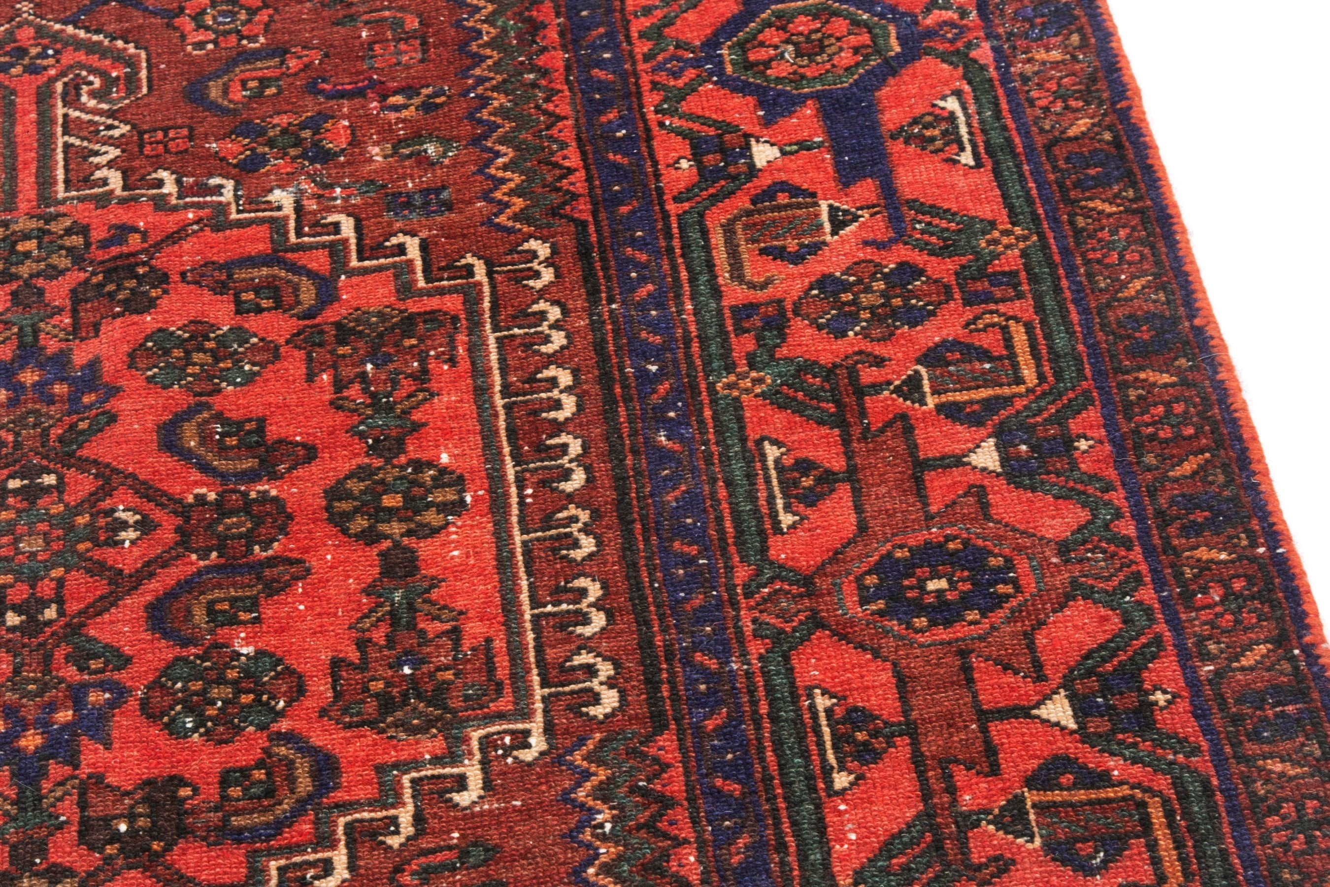 Persian Zanjan area rug in burgundy and rust, view 7 of 21