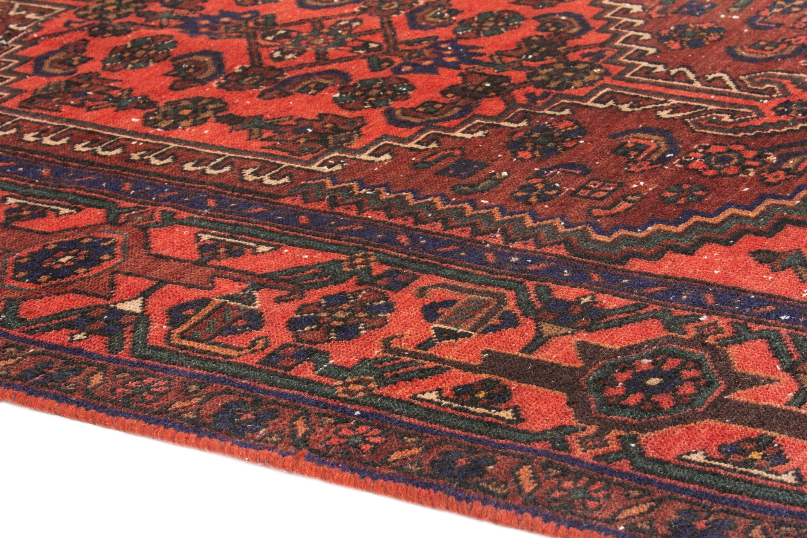 Persian Zanjan area rug in burgundy and rust, view 6 of 21