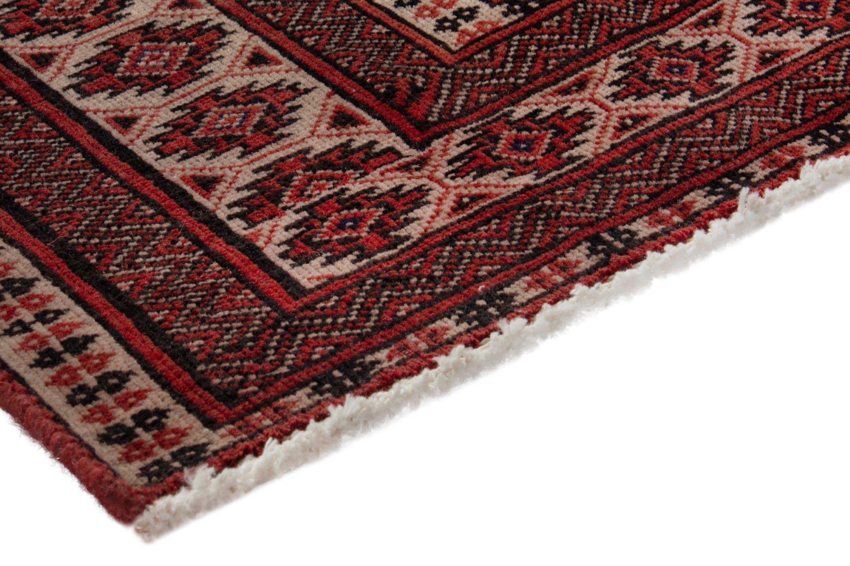 Persian Torkaman accent rug in navy and rust, view 4 of 19