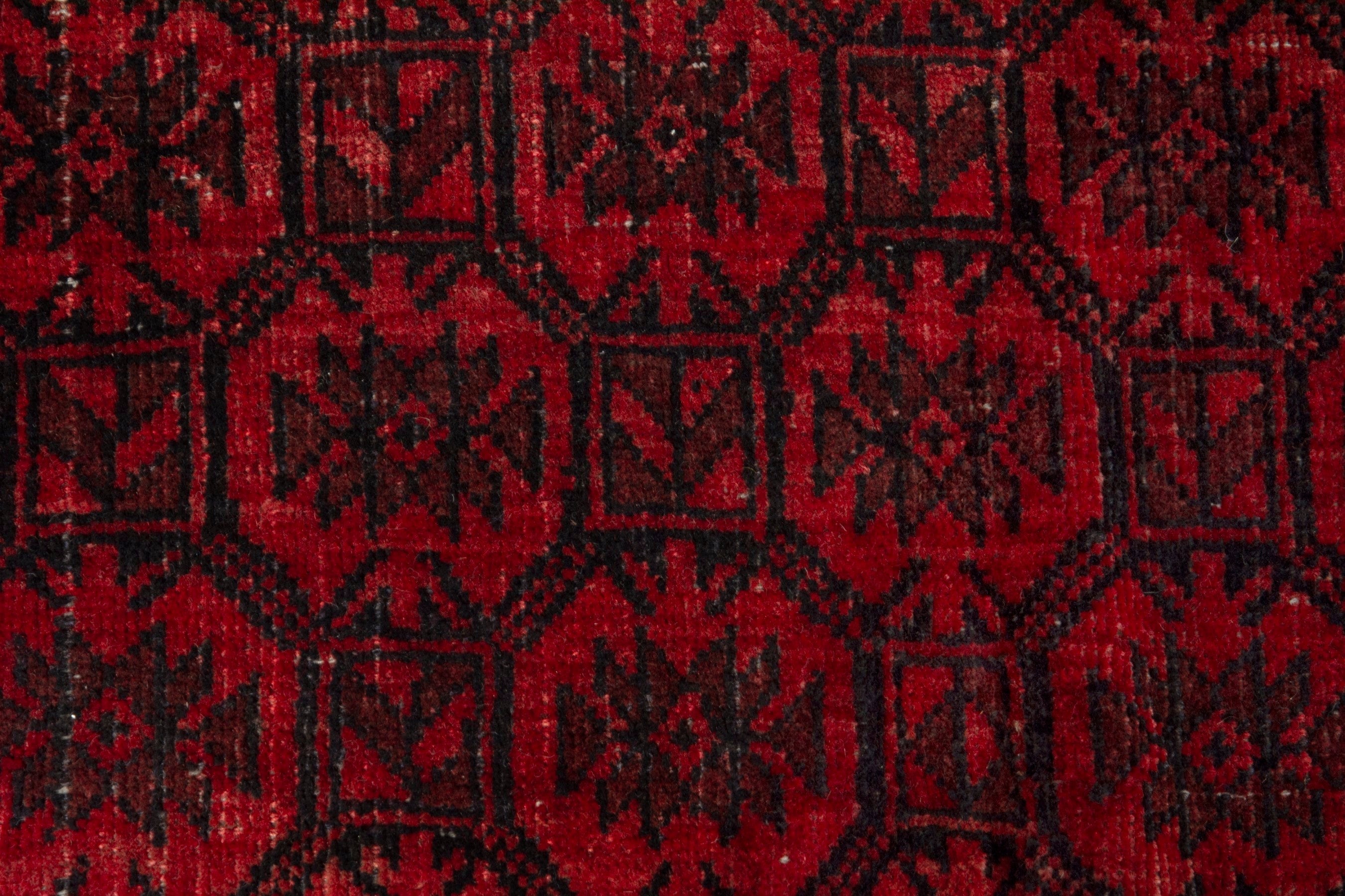 Persian Baluch accent rug in deep red and burgundy, view 14 of 19