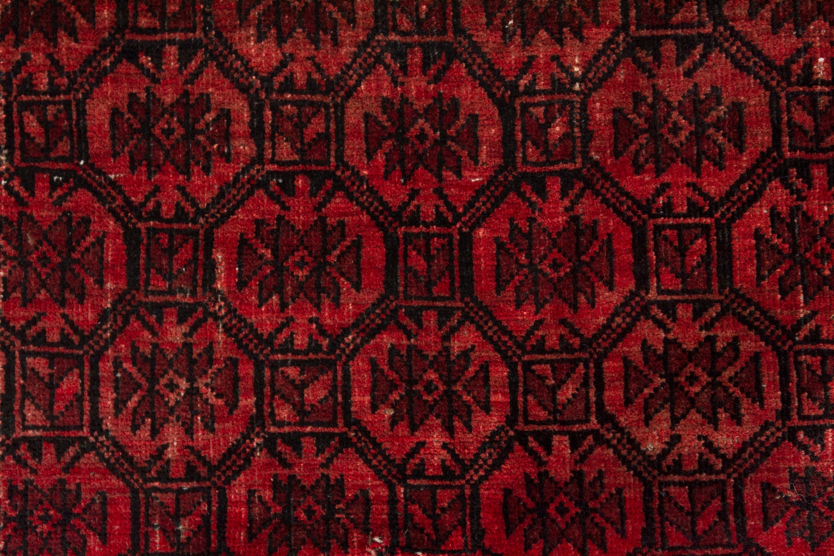 Persian Baluch accent rug in deep red and burgundy, view 15 of 19