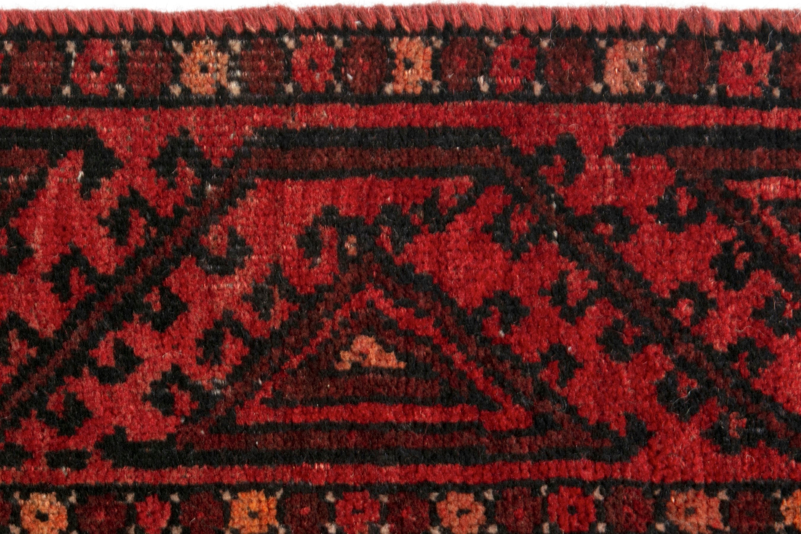 Persian Baluch accent rug in deep red and burgundy, view 11 of 19