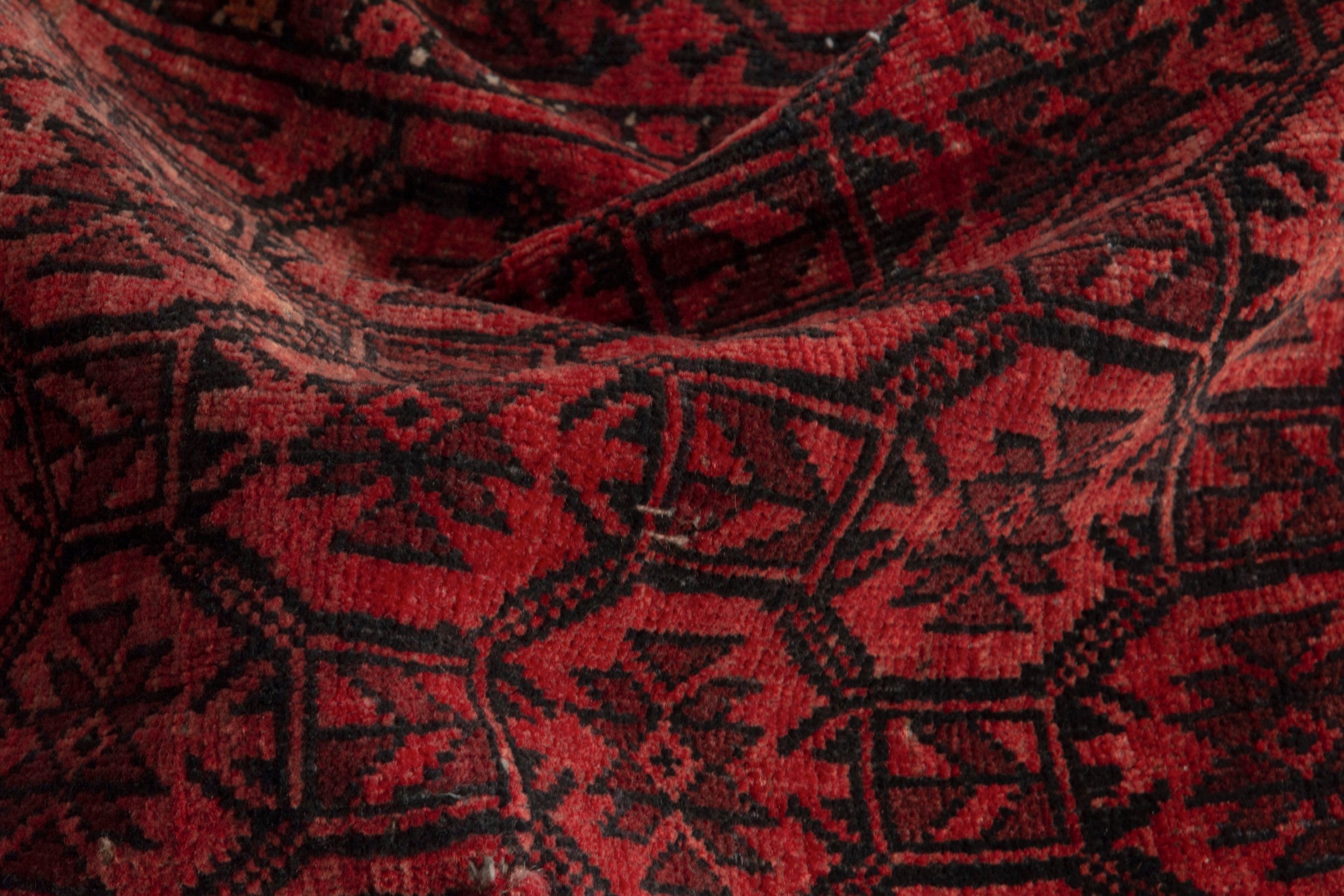 Persian Baluch accent rug in deep red and burgundy, view 16 of 19