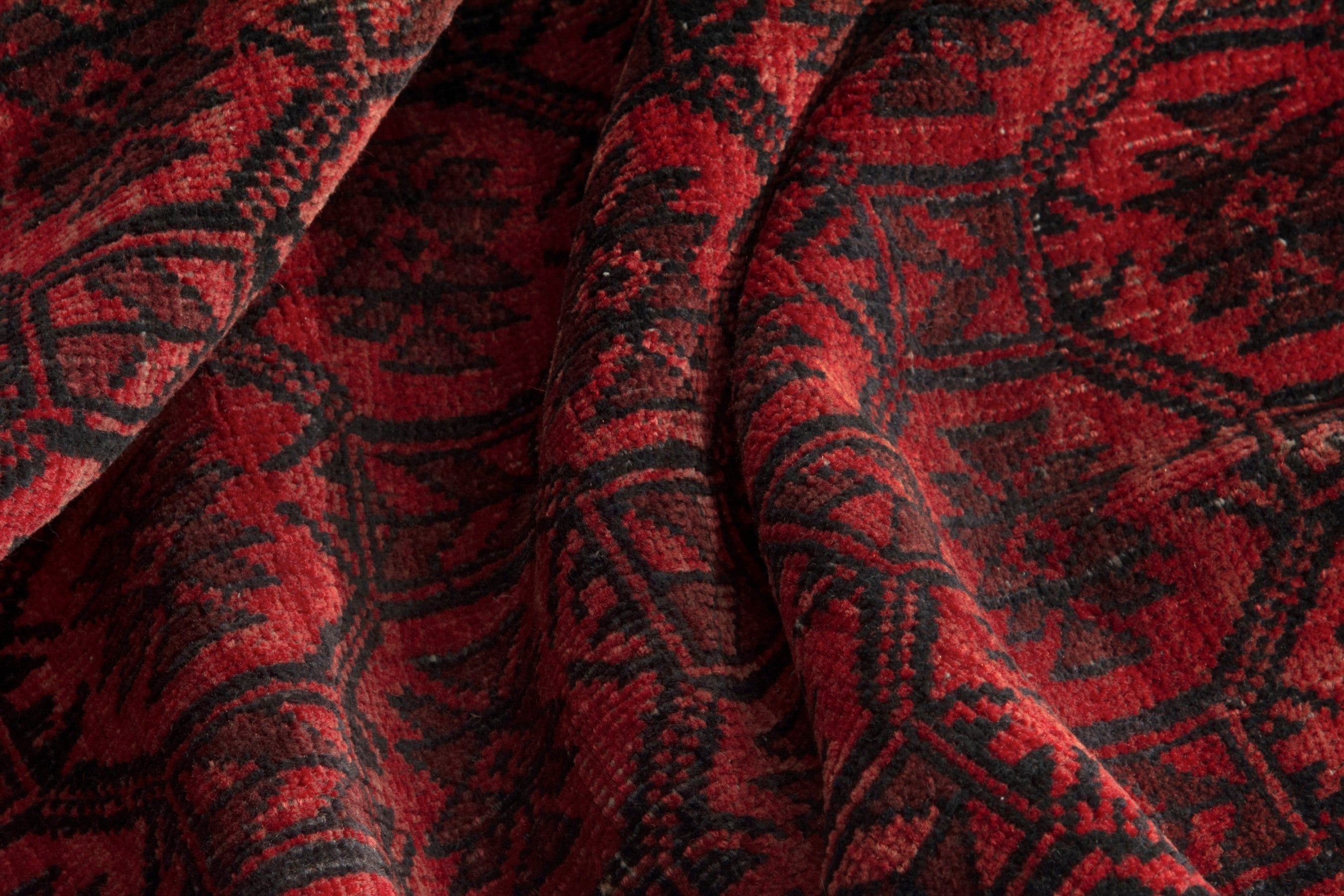 Persian Baluch accent rug in deep red and burgundy, view 18 of 19