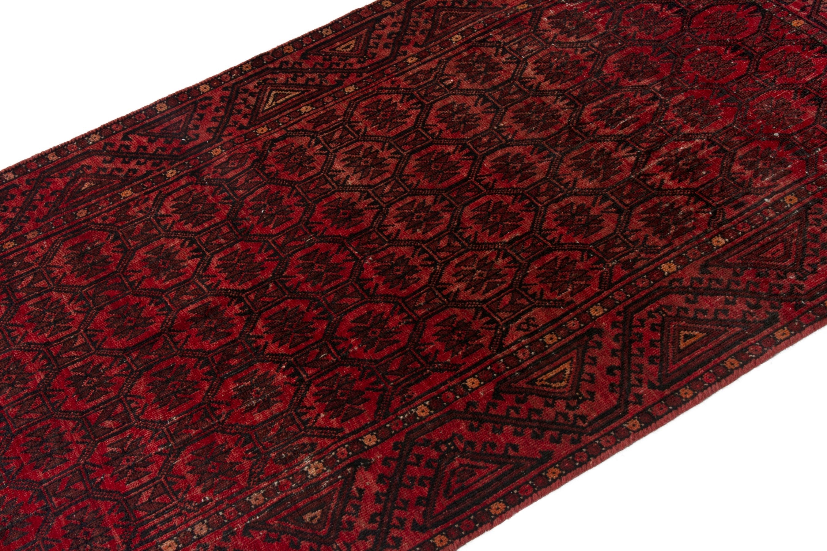 Persian Baluch accent rug in deep red and burgundy, view 5 of 19