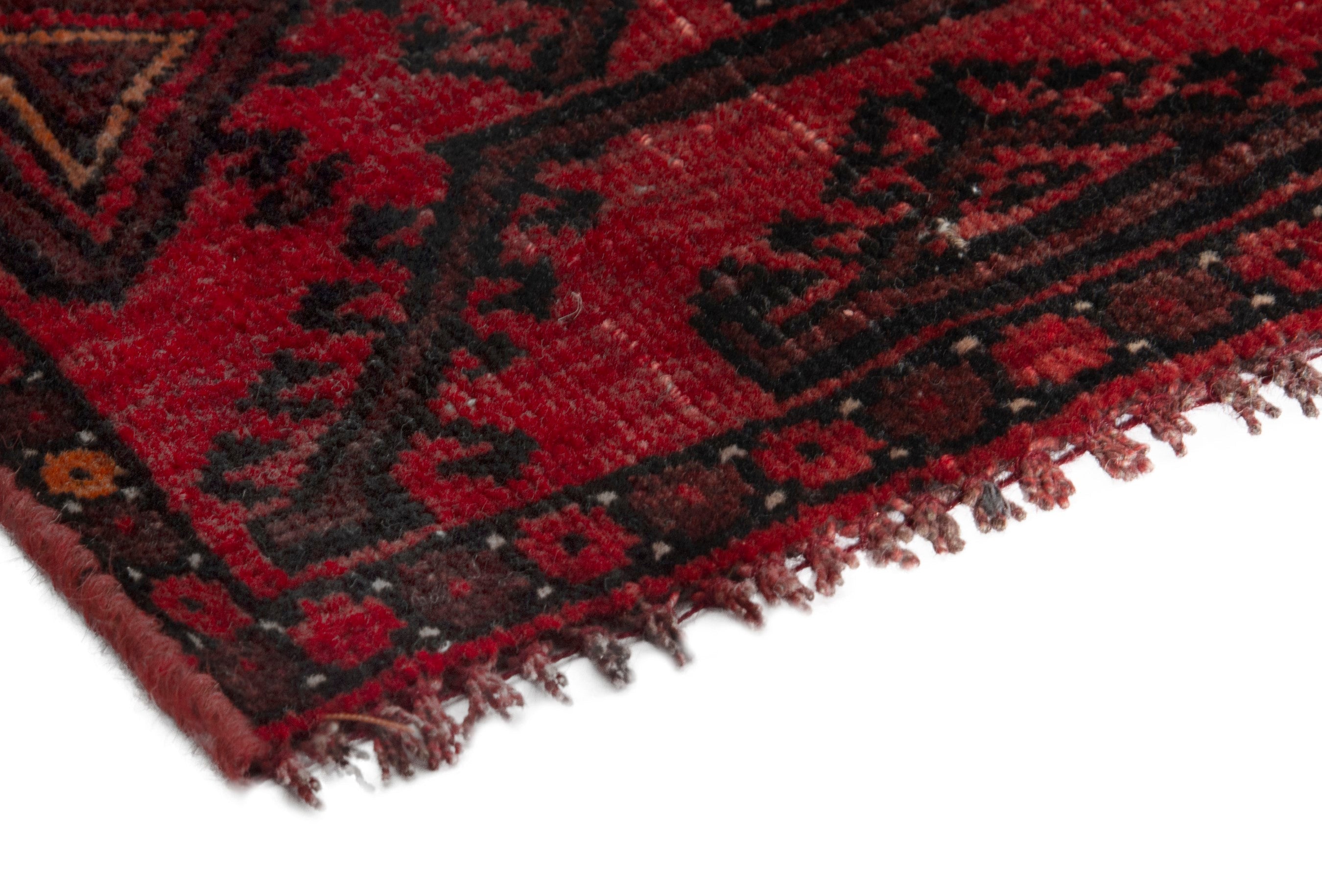 Persian Baluch accent rug in deep red and burgundy, view 4 of 19