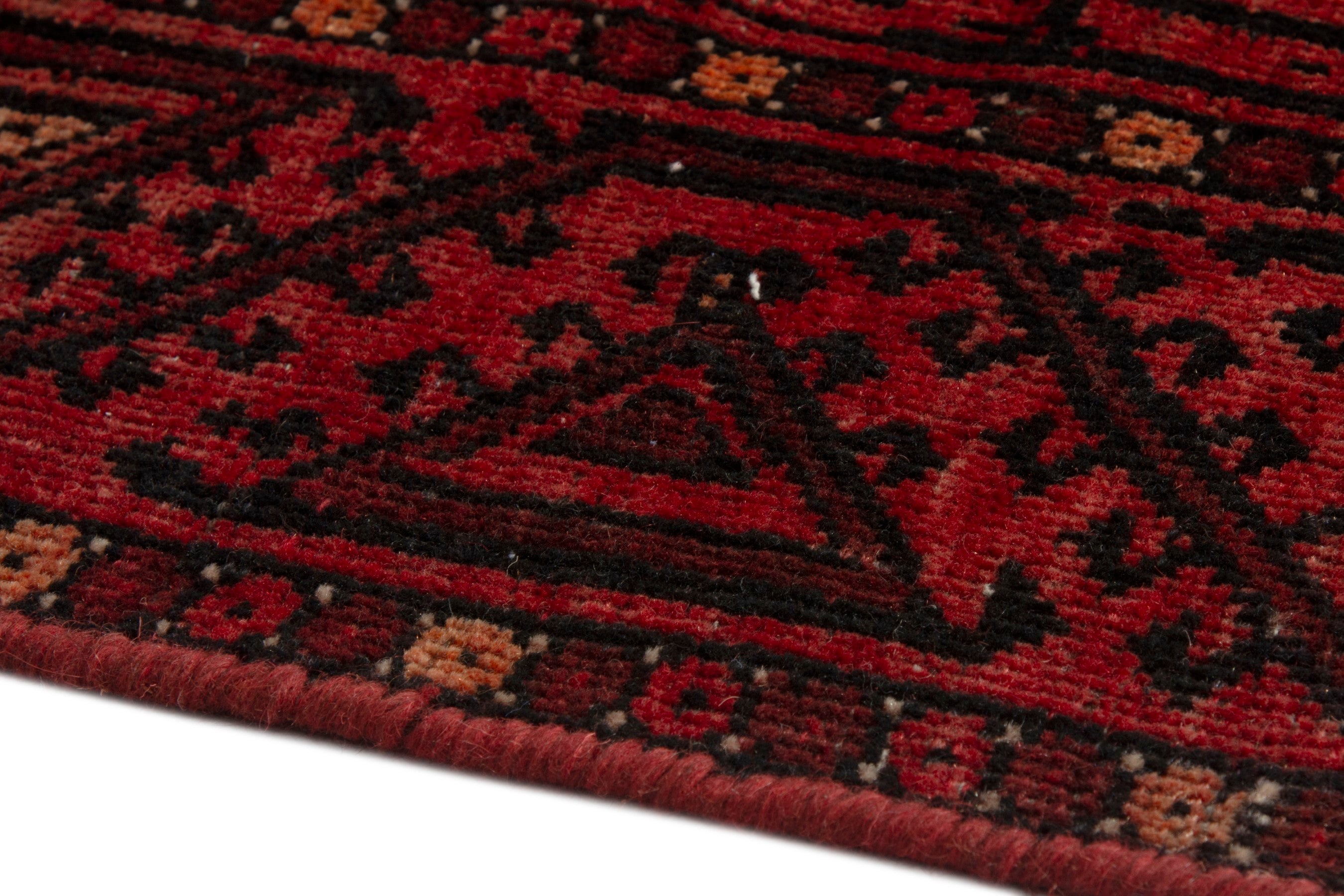 Persian Baluch accent rug in deep red and burgundy, view 6 of 19
