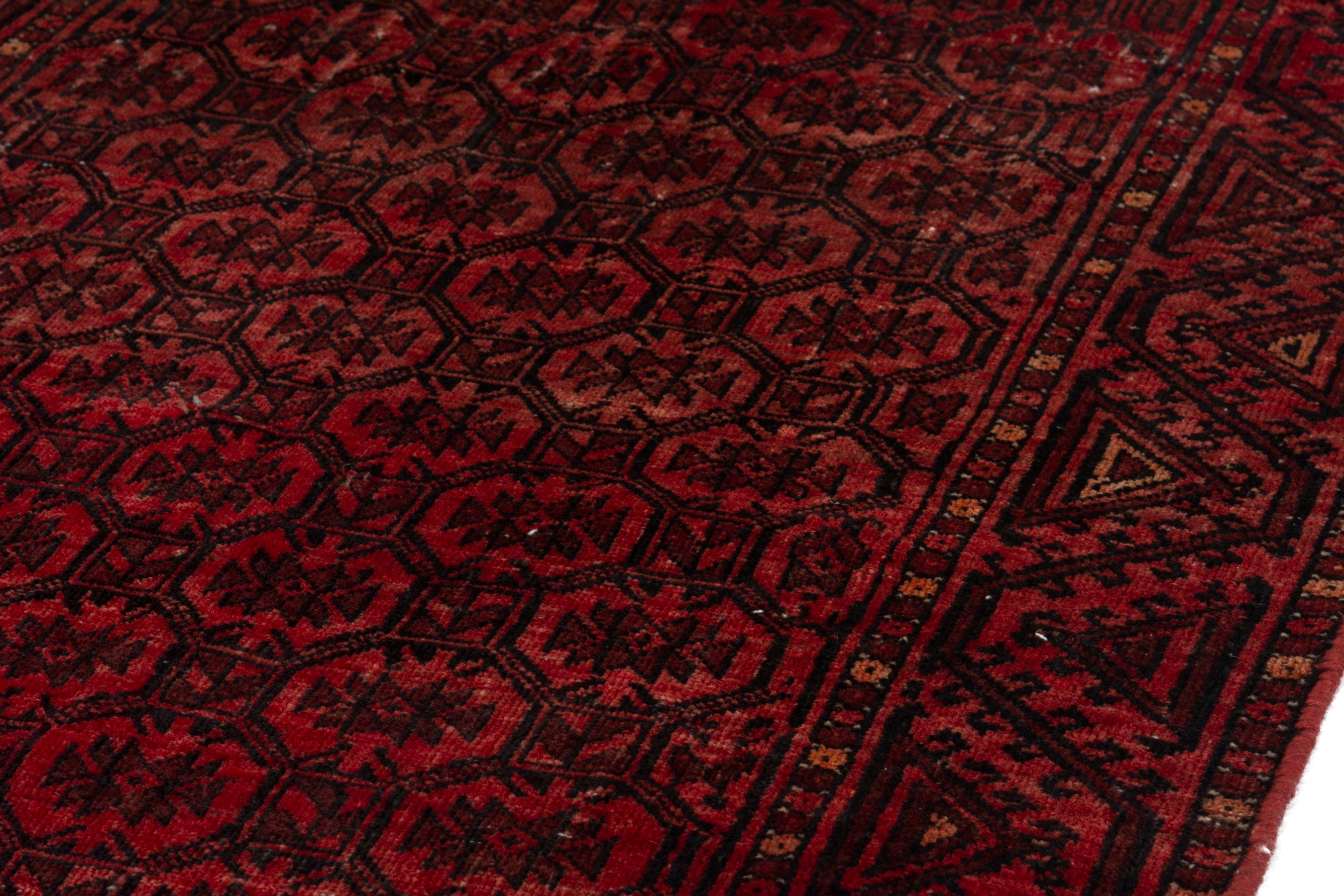 Persian Baluch accent rug in deep red and burgundy, view 8 of 19